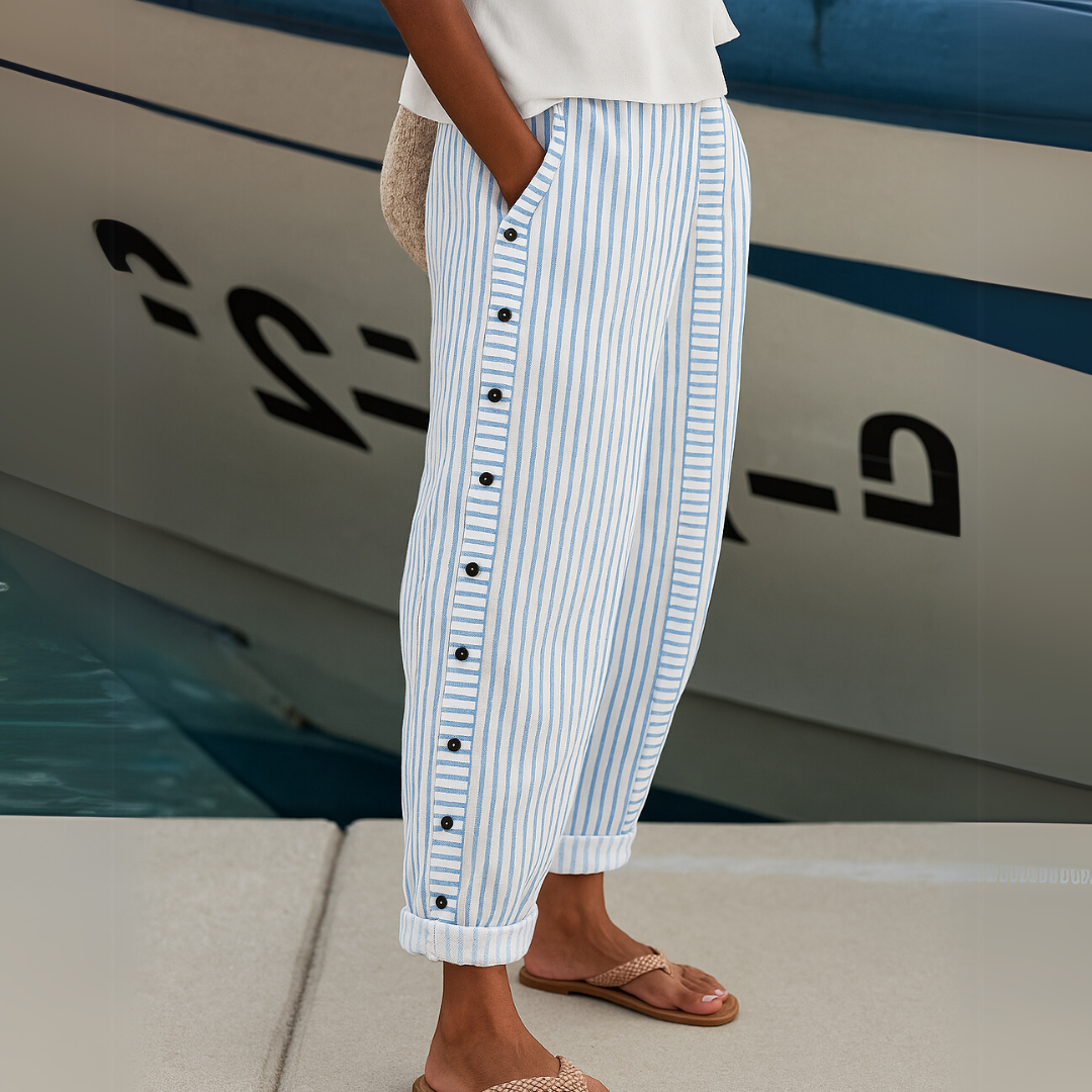 Sharon | Comfortable Striped Loose Fit Summer Pants by Qivii
