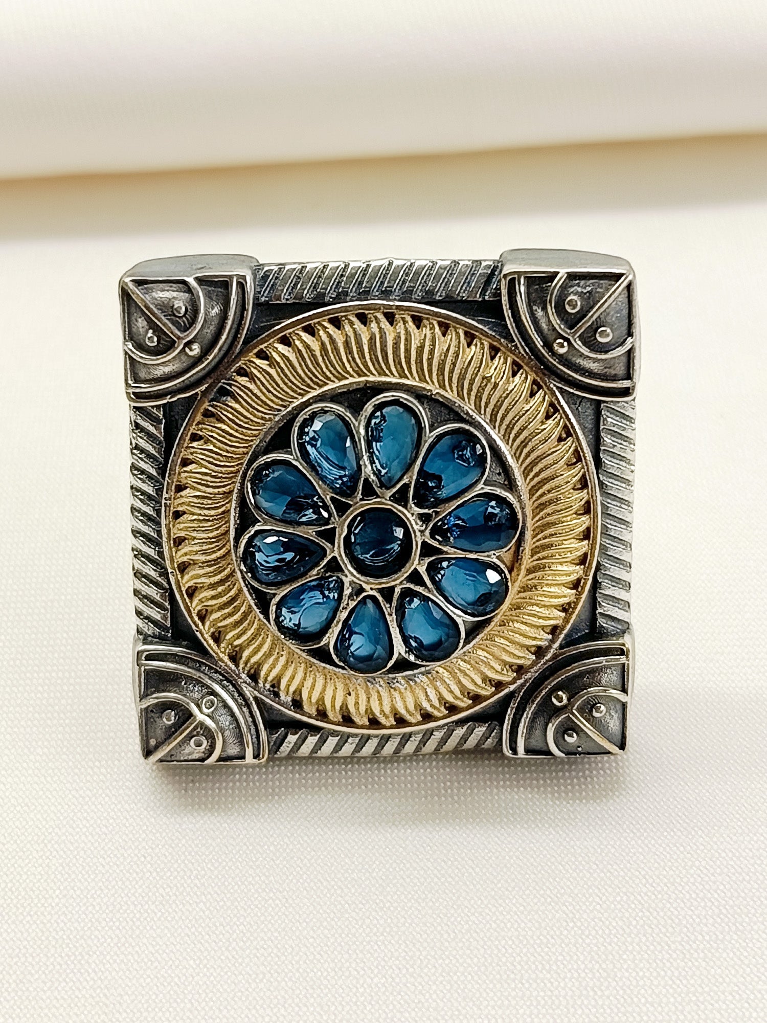 Nirali Blue Oxidized Finger Ring