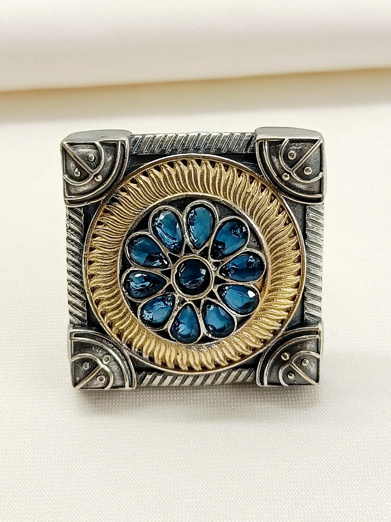 Nirali Blue Oxidized Finger Ring