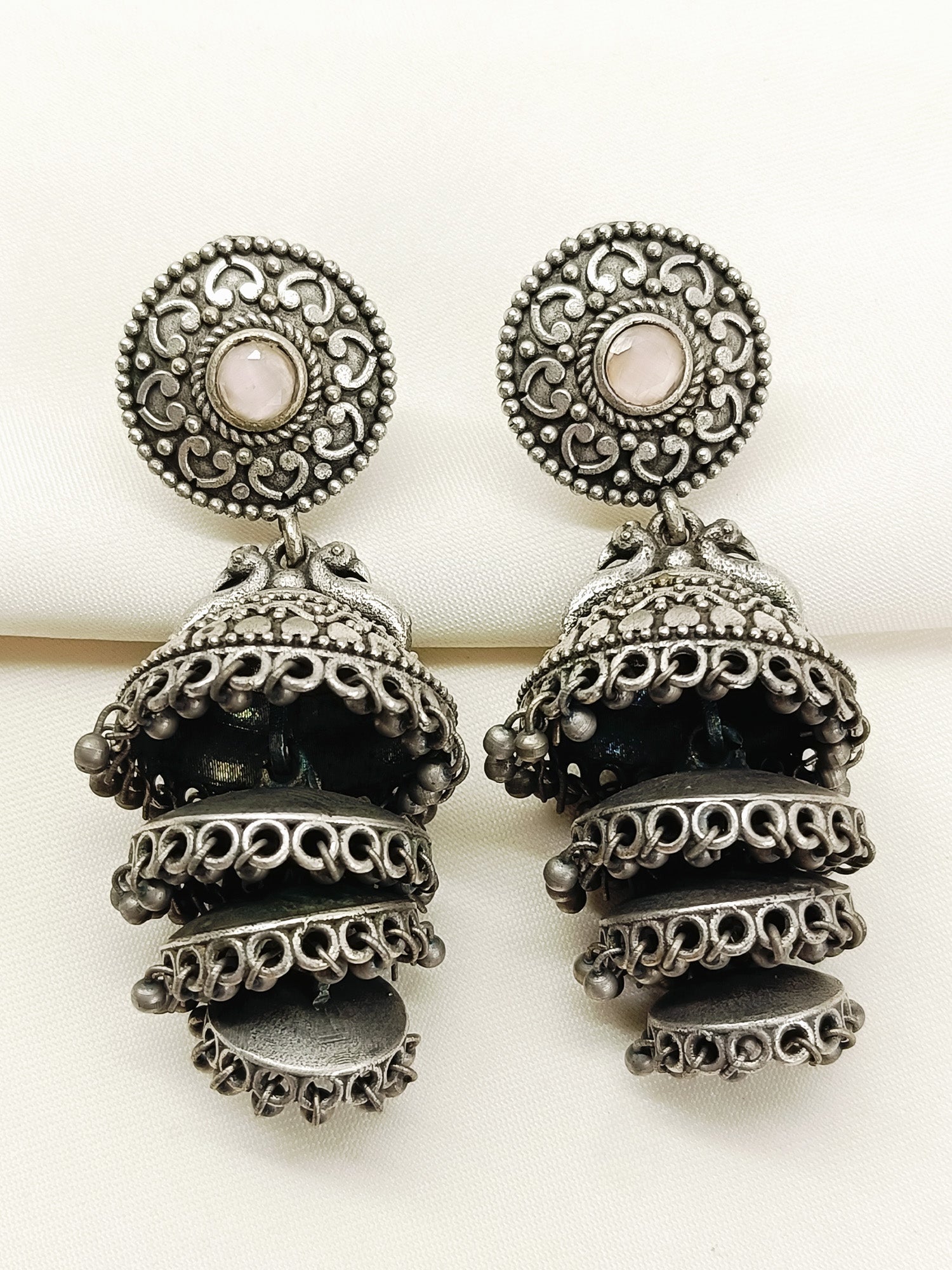 Suravi Pink Oxidized Jhumki