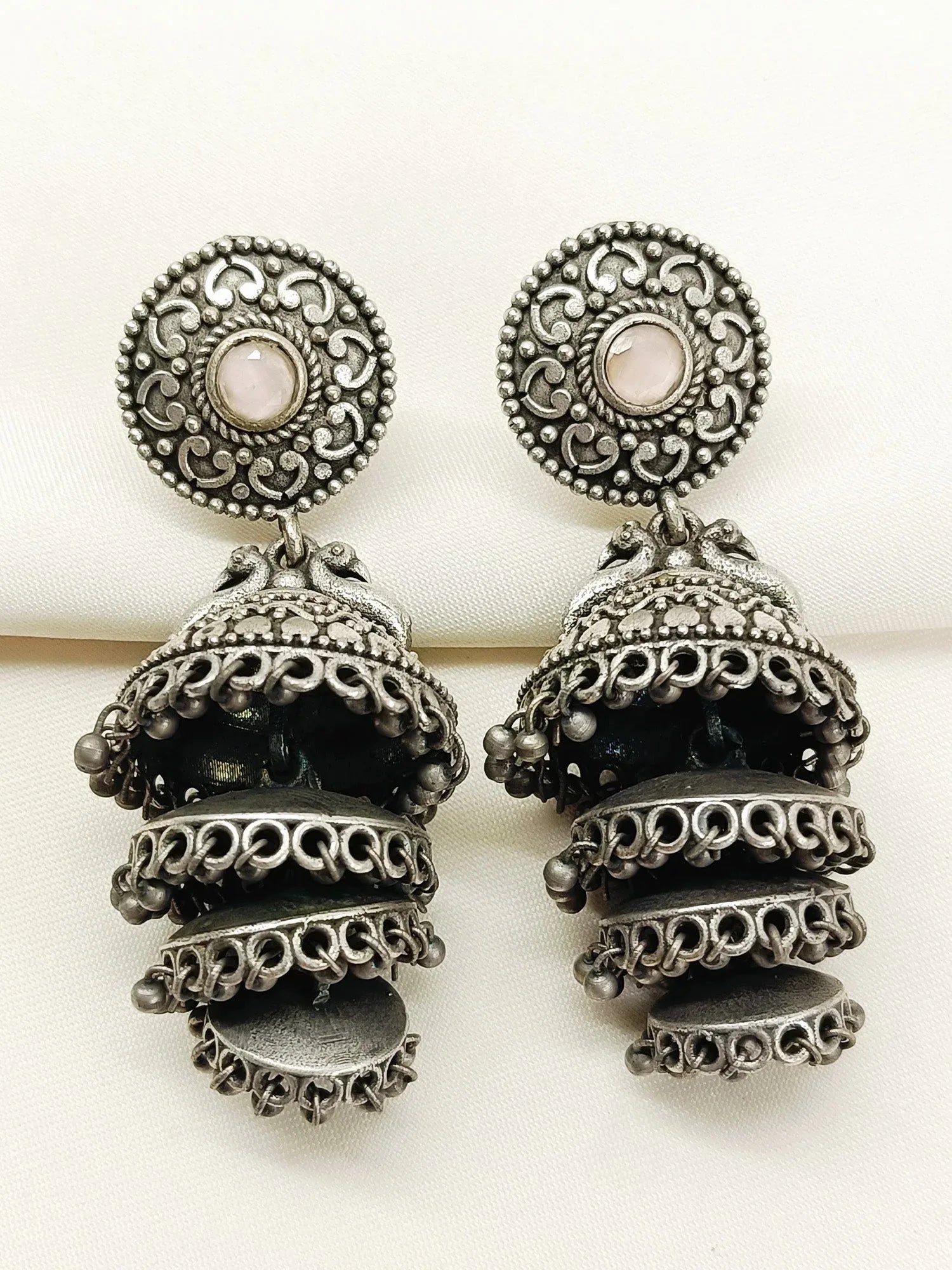 Suravi Pink Oxidized Jhumki