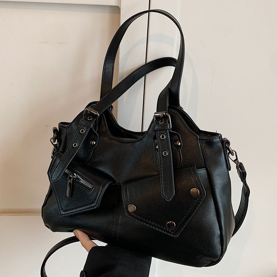 Women's Road Rebel Tote - Retro Moto-Inspired Convertible Carryall with Industrial Hardware