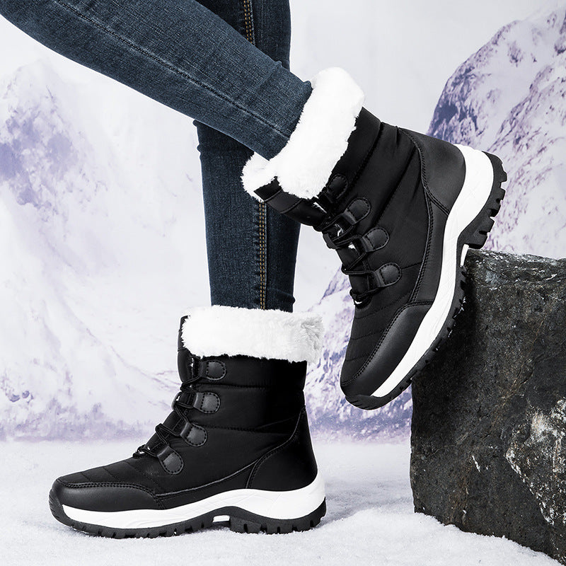 Women's Thermal Winter Hiking Boots - High-Cut Fleece Lined Snow Boots (Pink, White & Black - US 5-10)