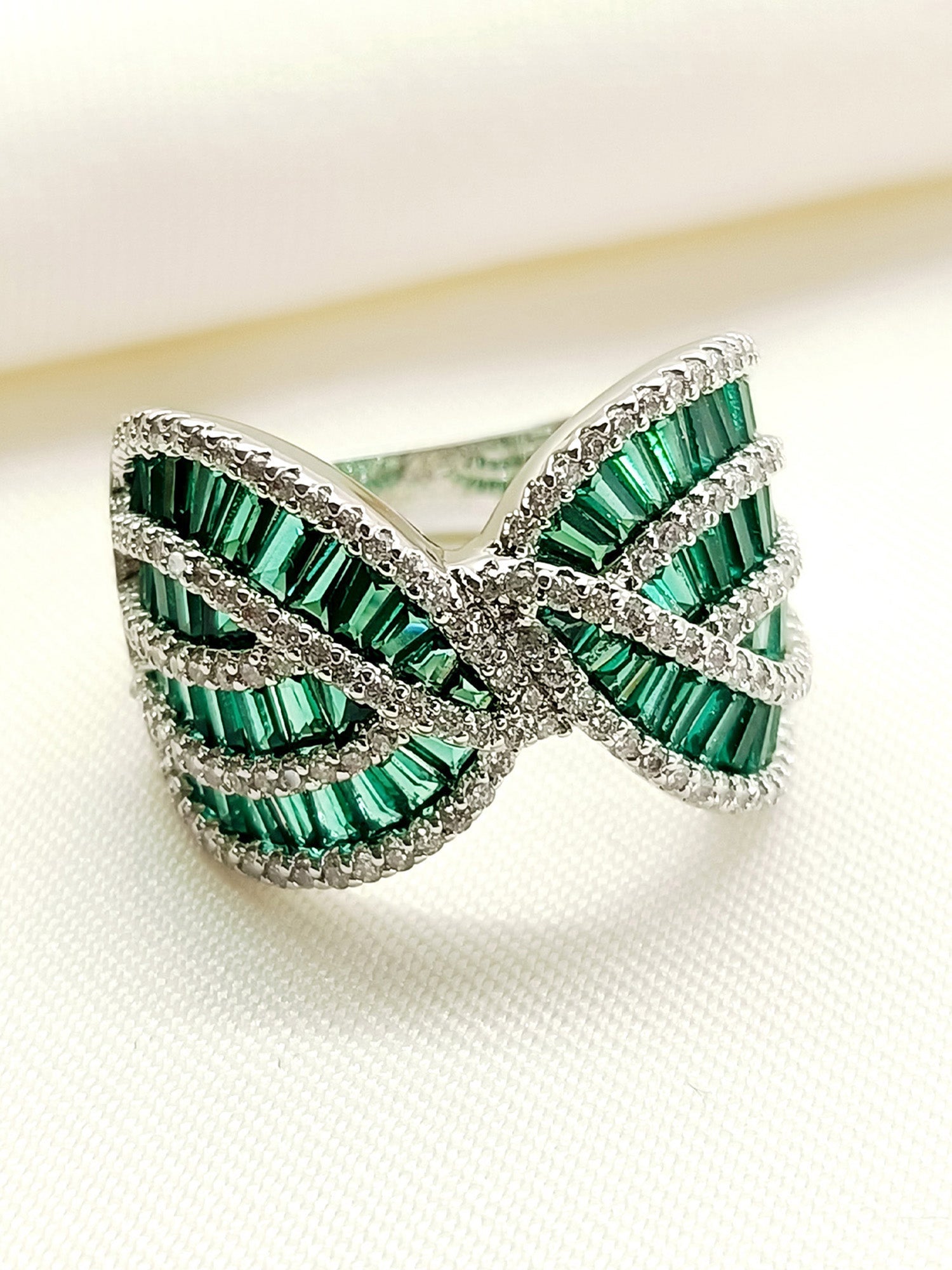 Ritika Green American Diamond Finger Ring - qivii