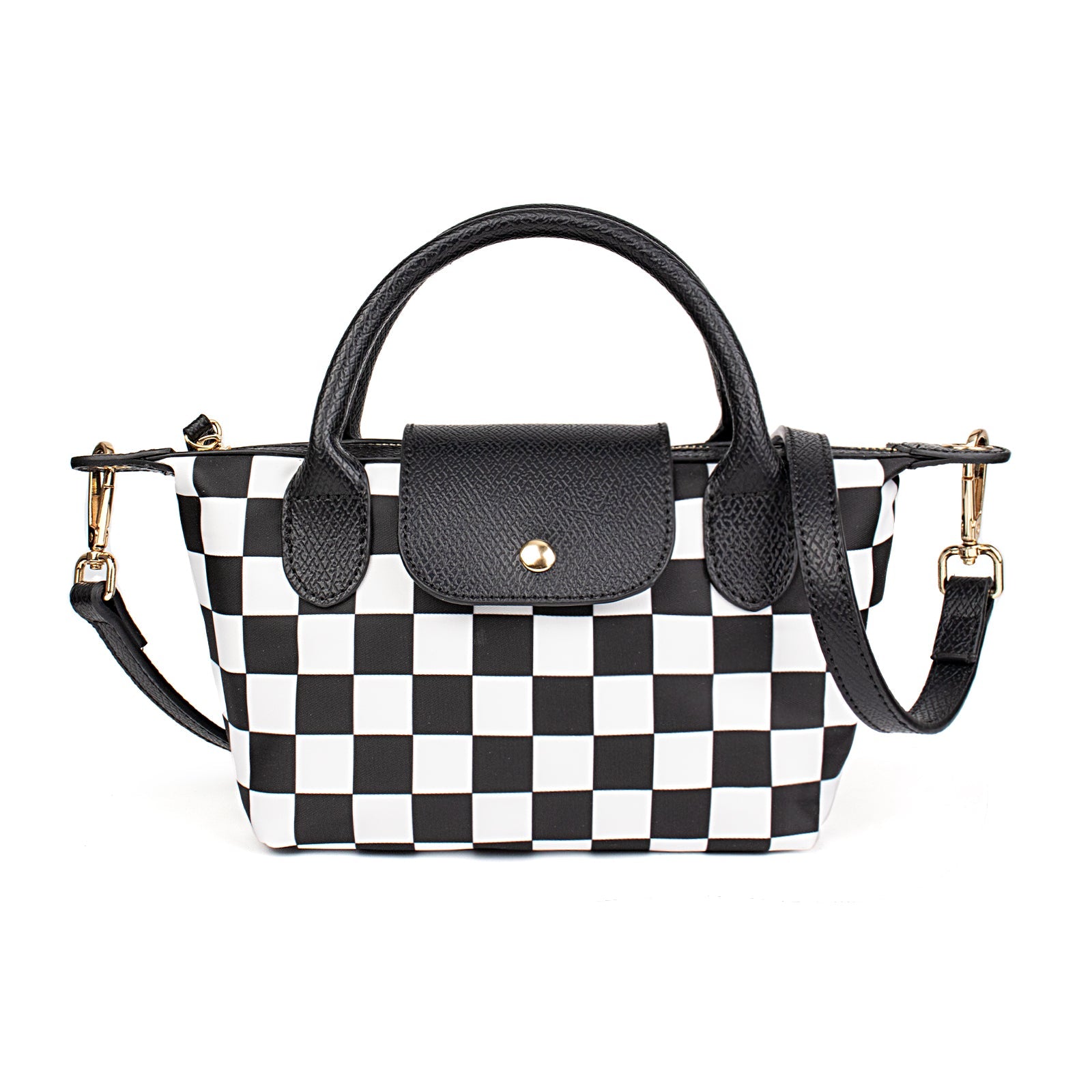 Ounamei Mini Checkered Nylon Crossbody Bag | Small Size Large Capacity 3-Way Carry Lightweight Tote