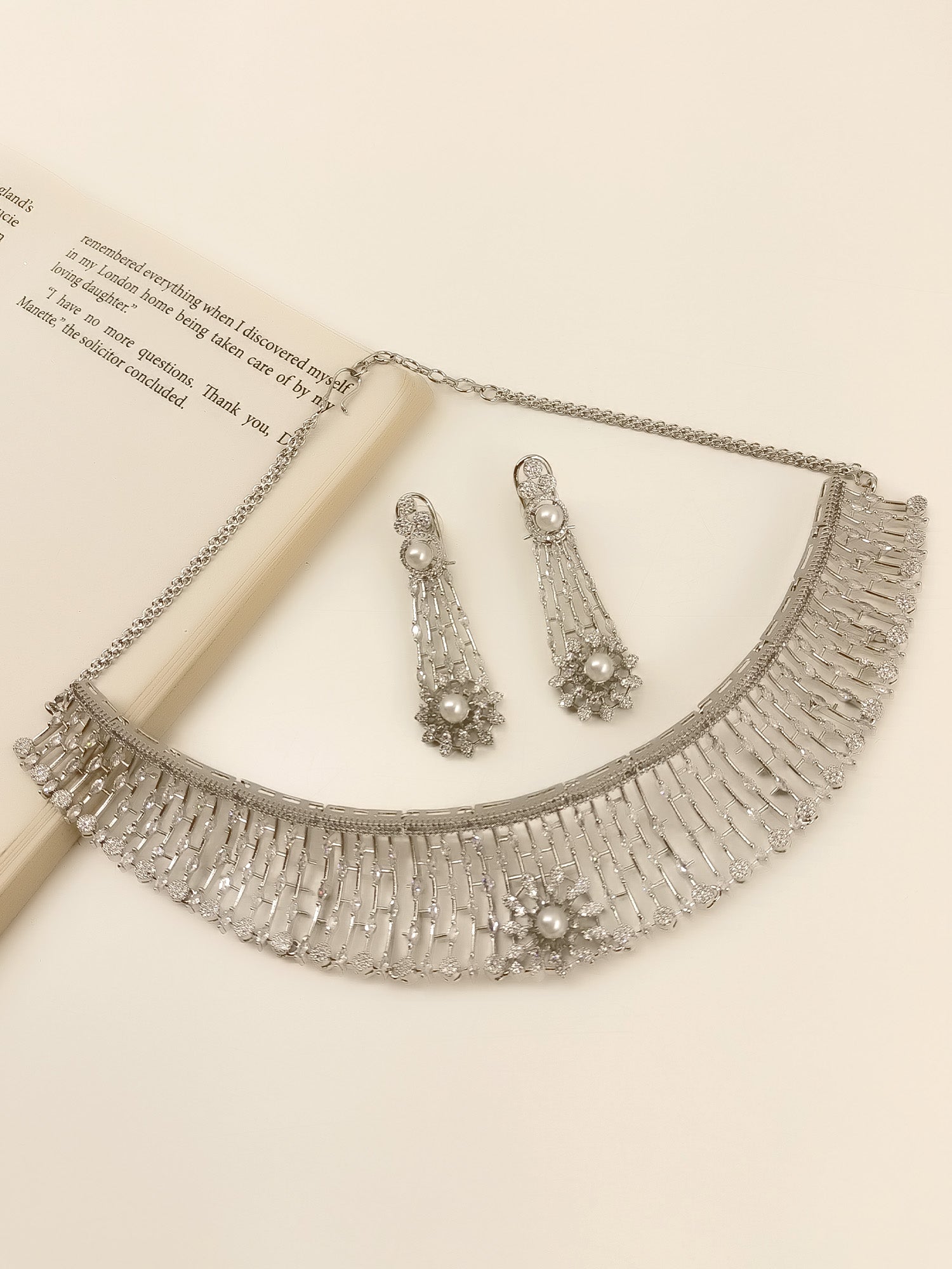 Jayu White American Diamond Set - qivii