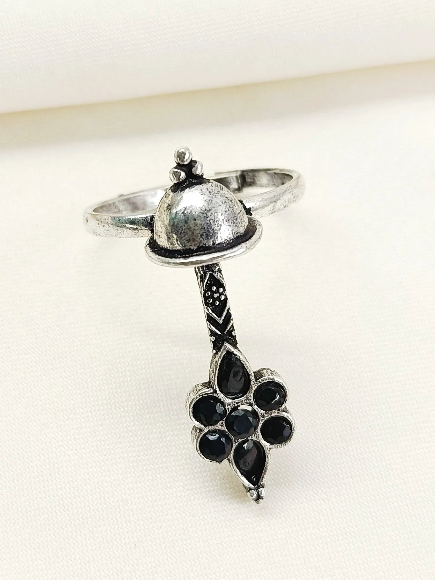 Isha Black Oxidized Finger Ring