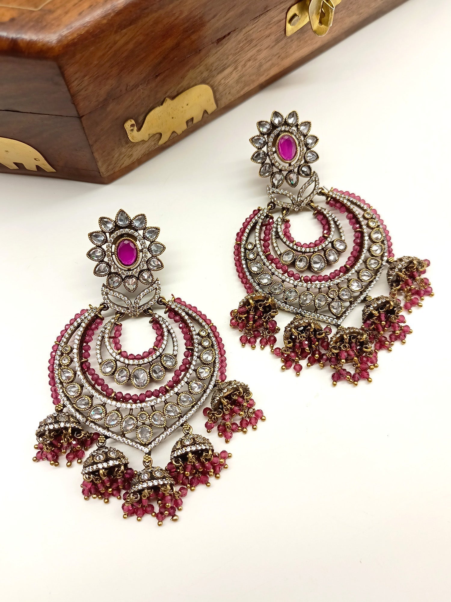 Adeine Majenta Diamond Polki Earrings - qivii