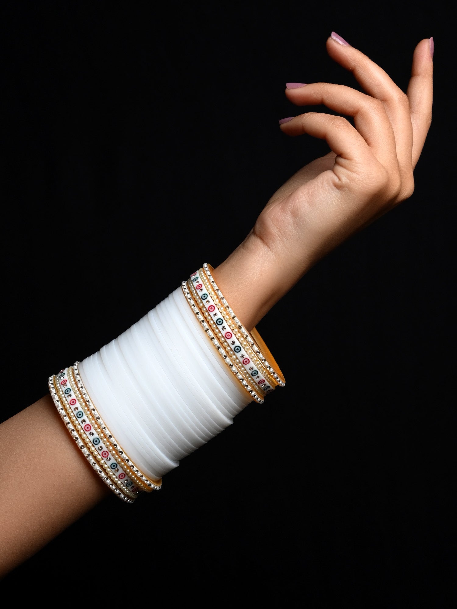 Sanjana White Punjabi Chura - qivii