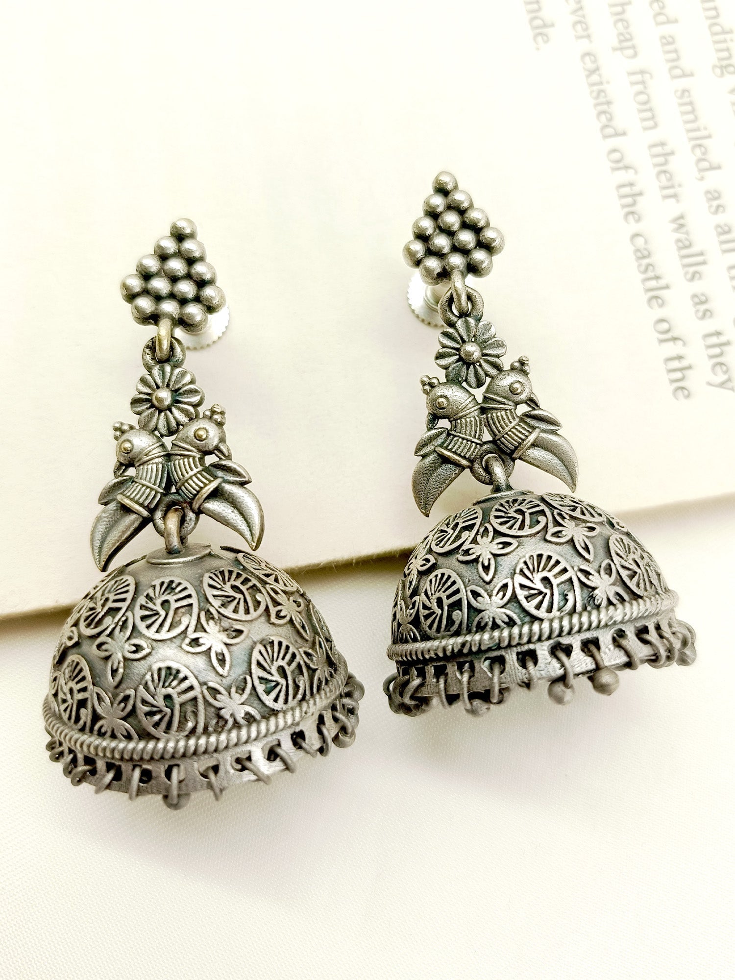 Livia Plain Oxidized Jhumki - qivii