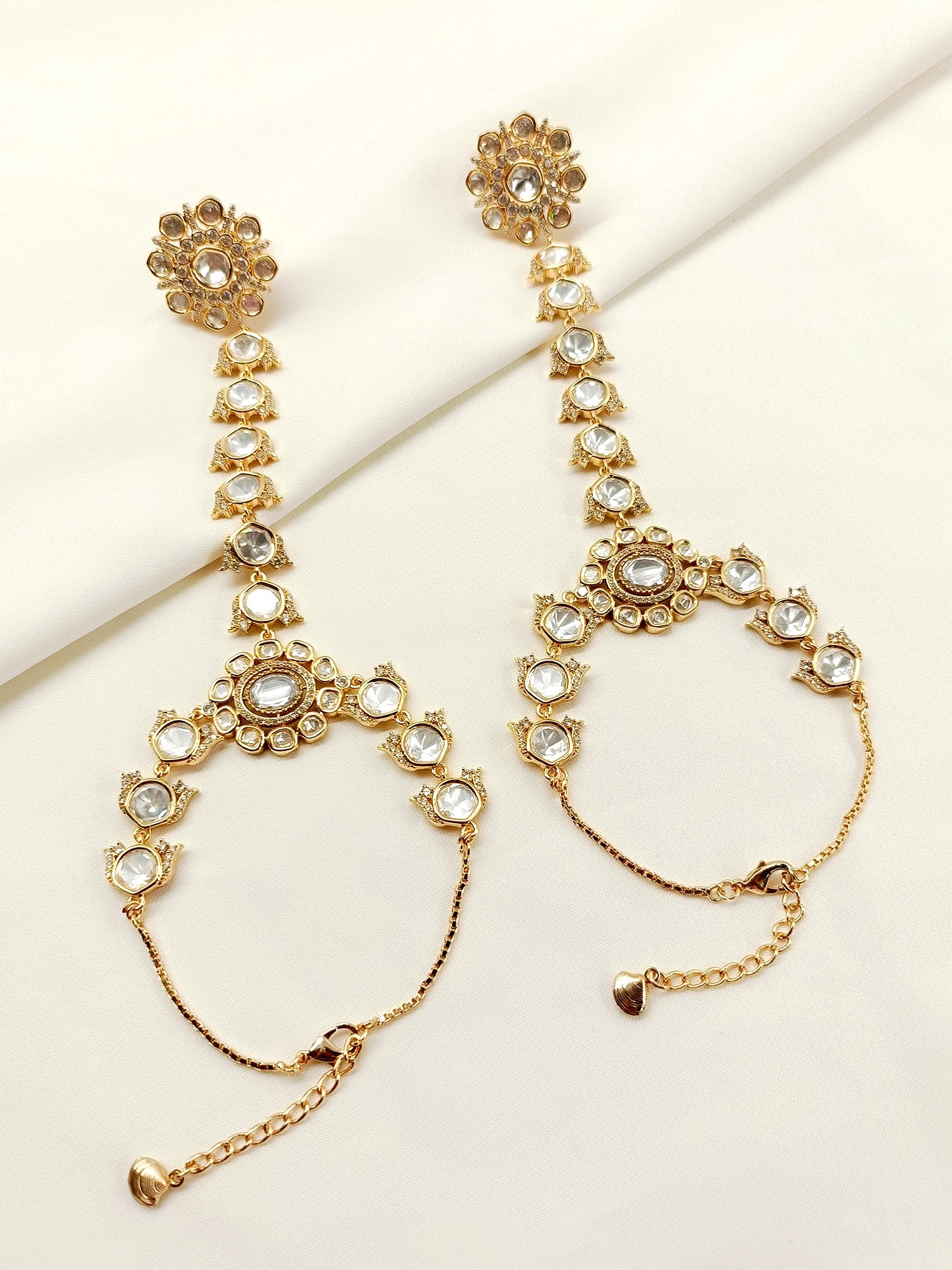 Chitrangana White Kundan Hathphool Set Of 2