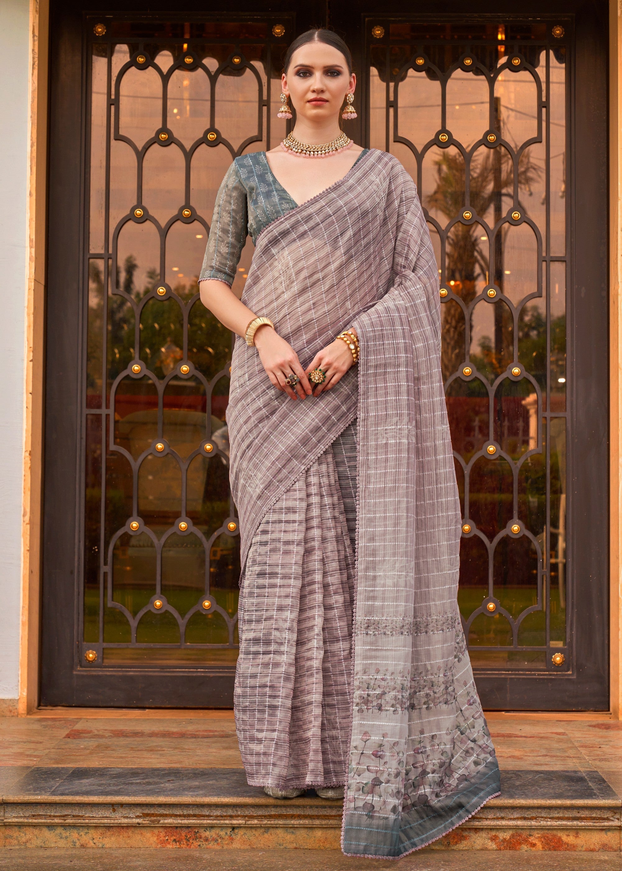 Soft purple Pure Tissue Silk Saree - qivii
