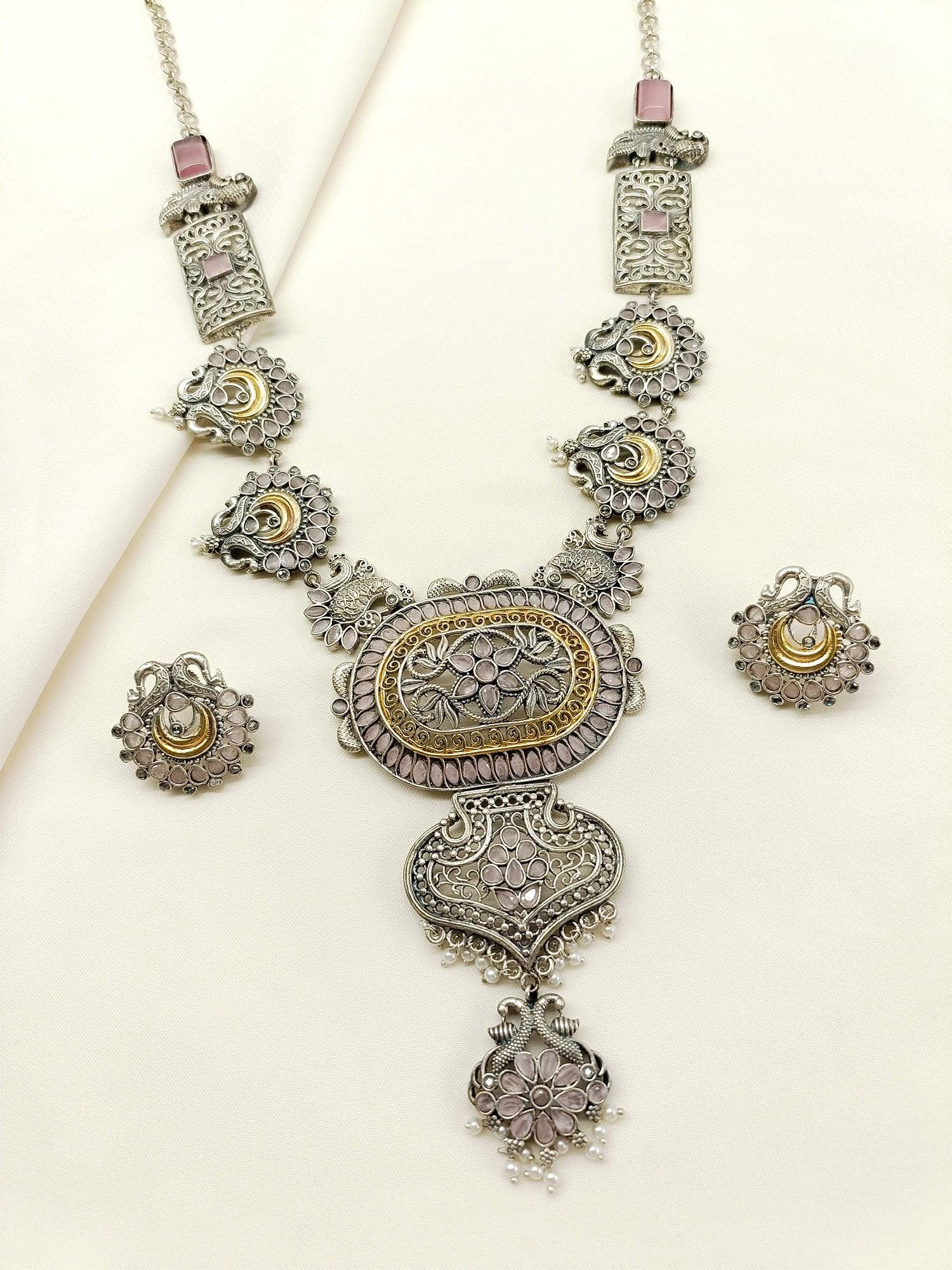 Antara Pink Oxidized Necklace Set
