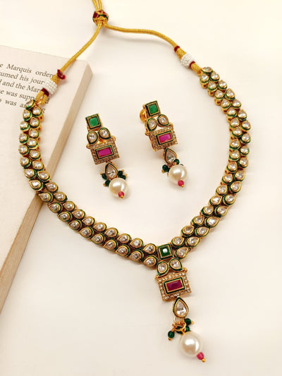 Aadanya R & G Polki Necklace Set