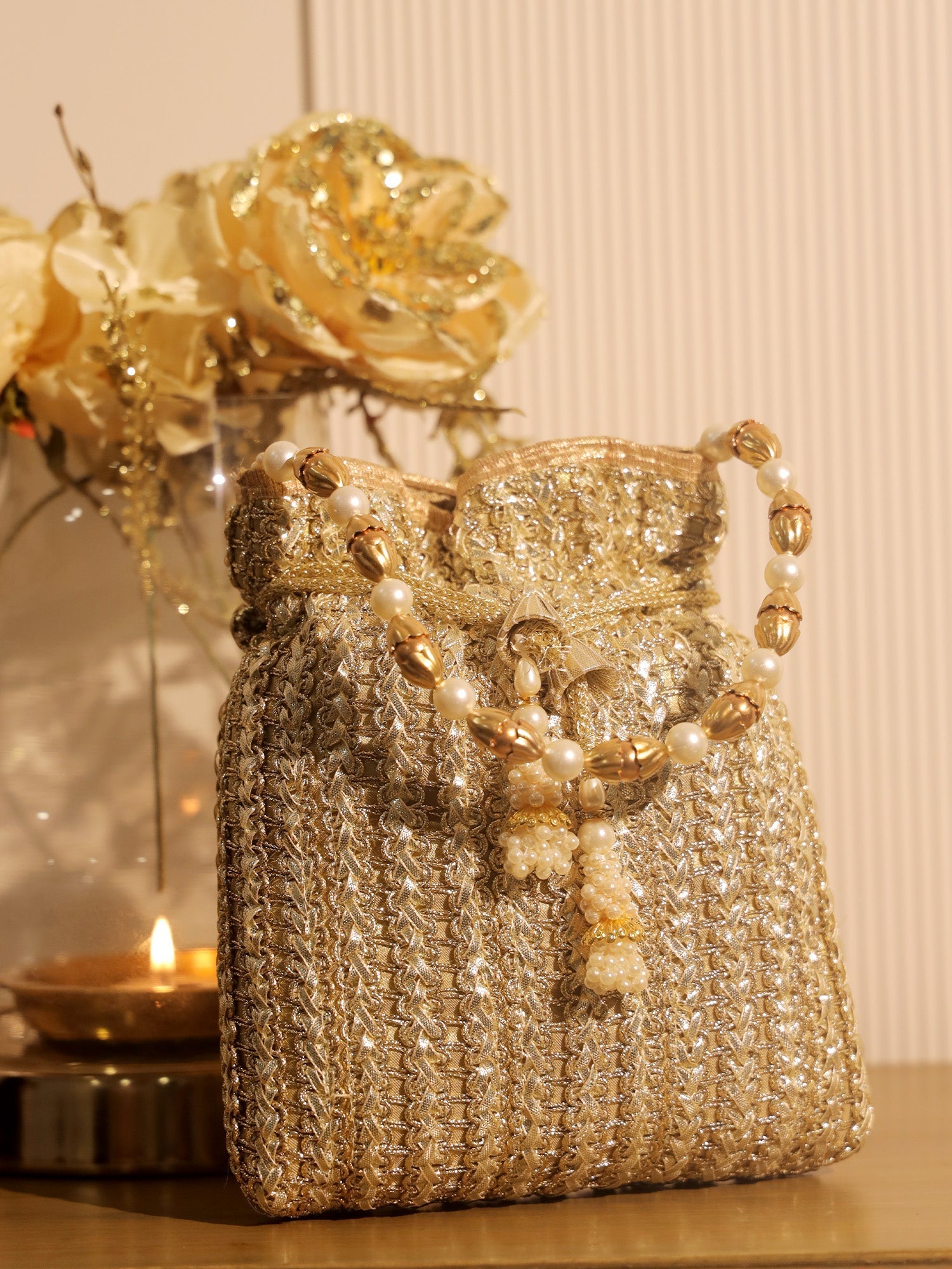 Naysa Golden Potli Bag - qivii