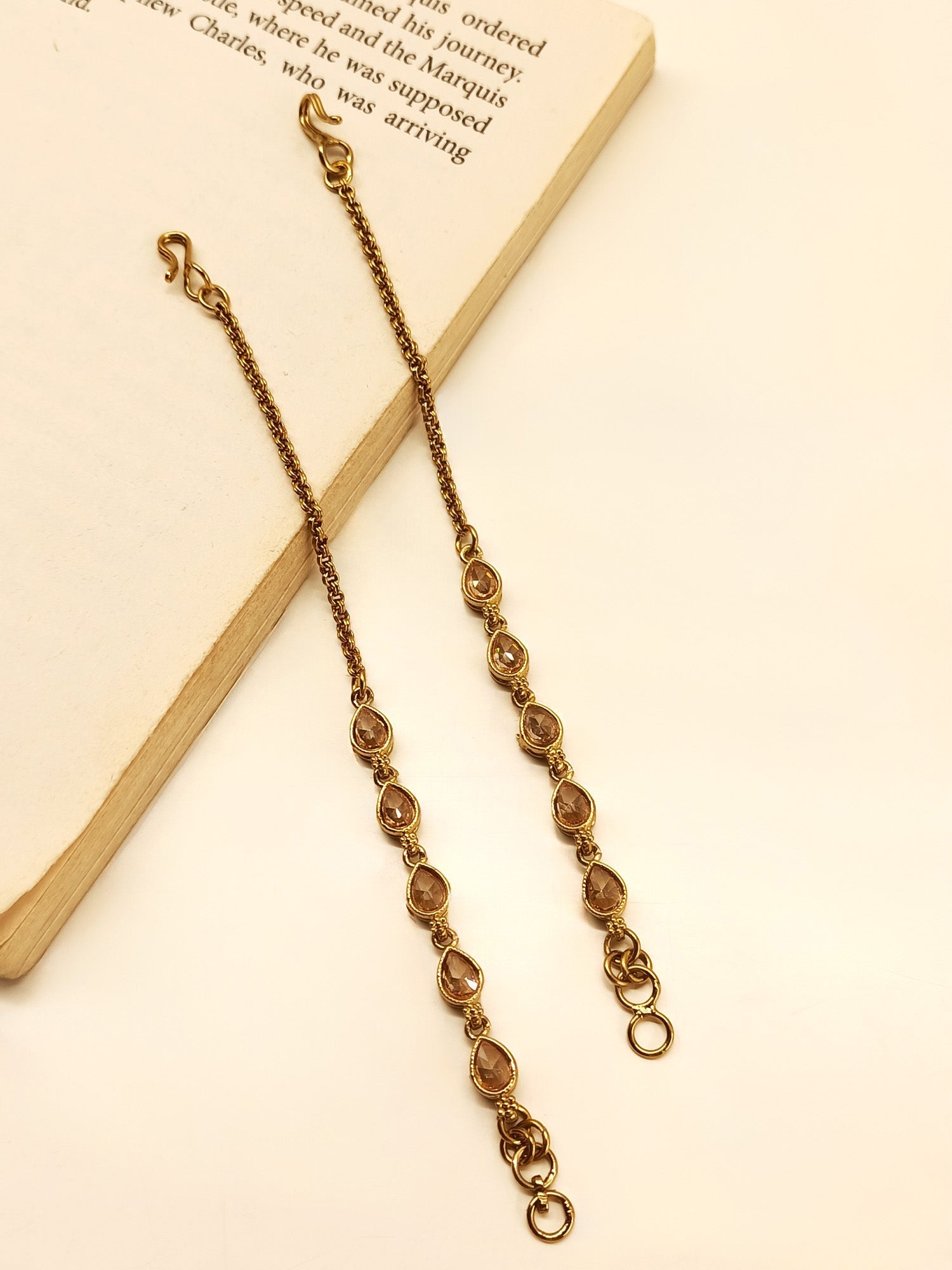 Abhisha Copper Polki Ear Chain - qivii