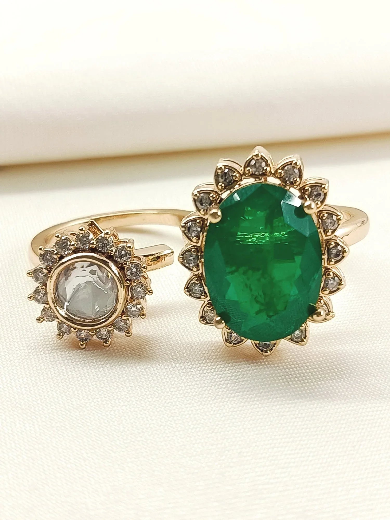 Kamolika Green Kundan Finger Ring