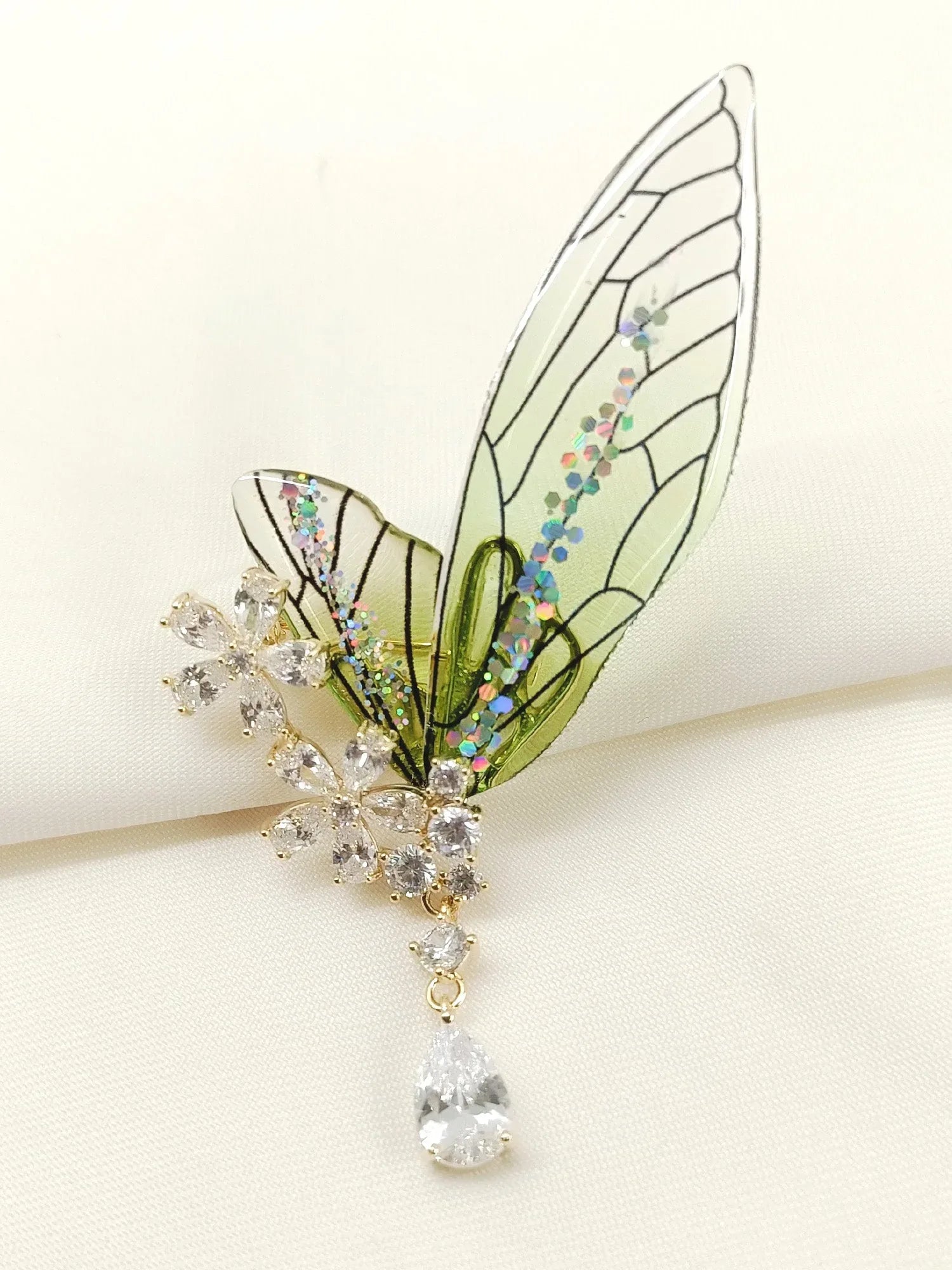 Uzma Green Butterfly Brooch