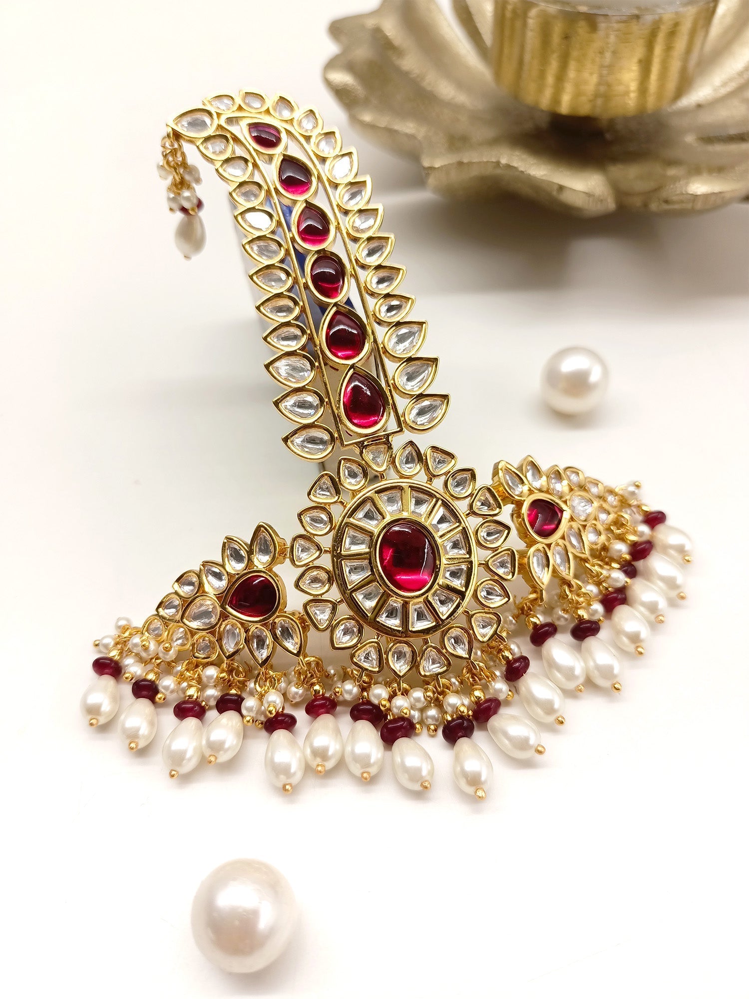 Aayush Maroon Kundan Dulha Kalgi - qivii