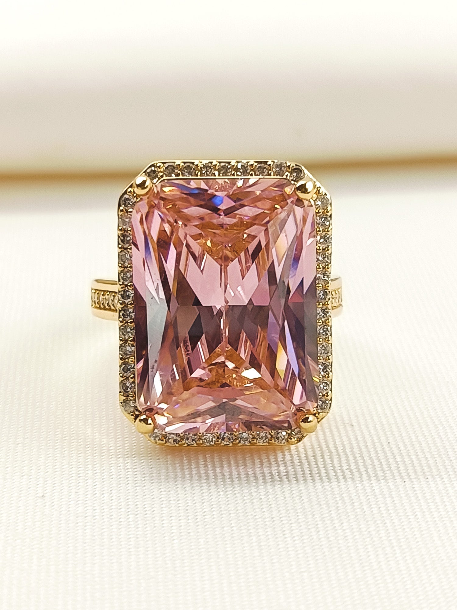 Meher Baby Pink American Diamond Finger Ring