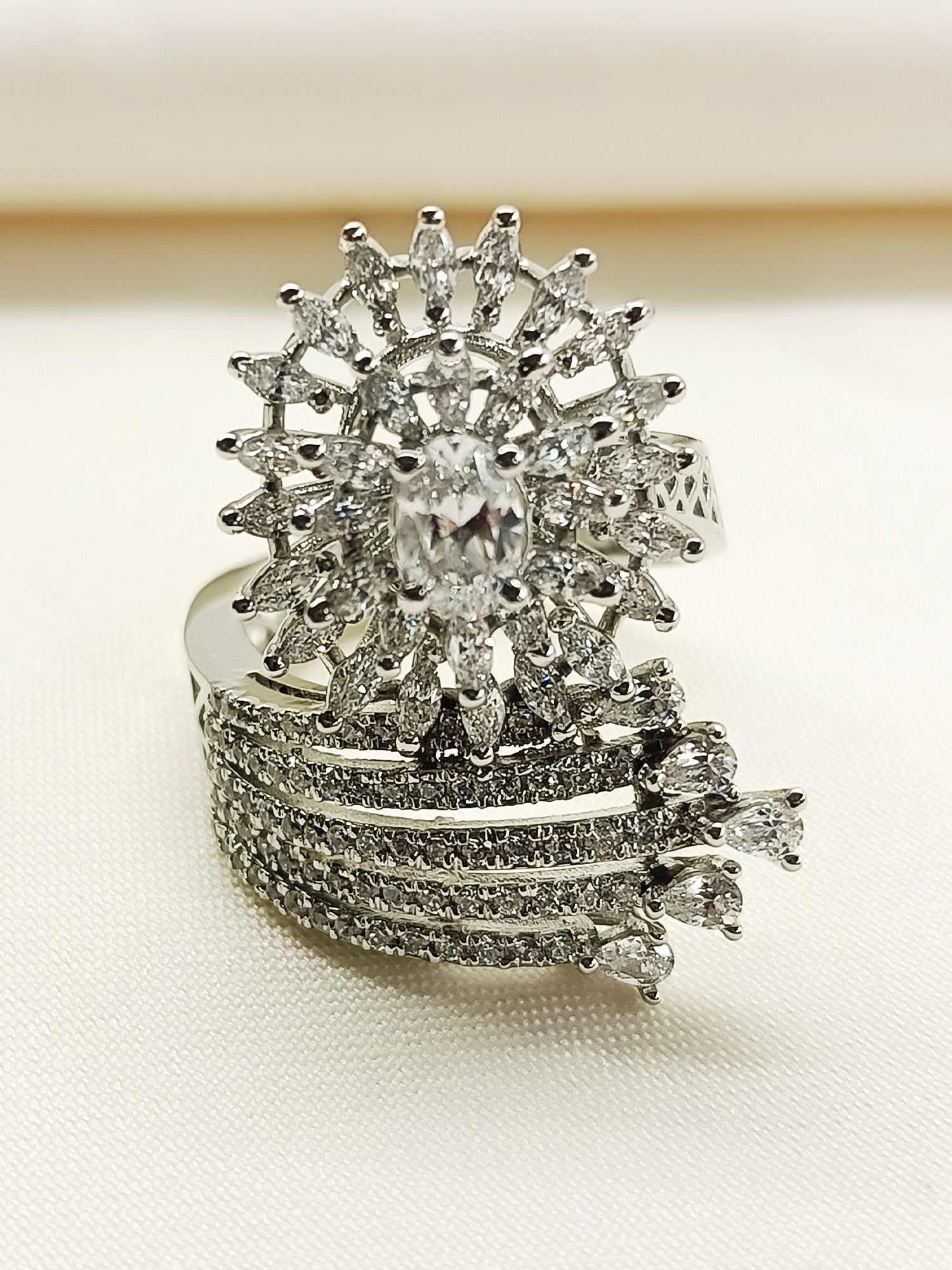 Wilma 92.5 Silver American Diamond Finger Ring