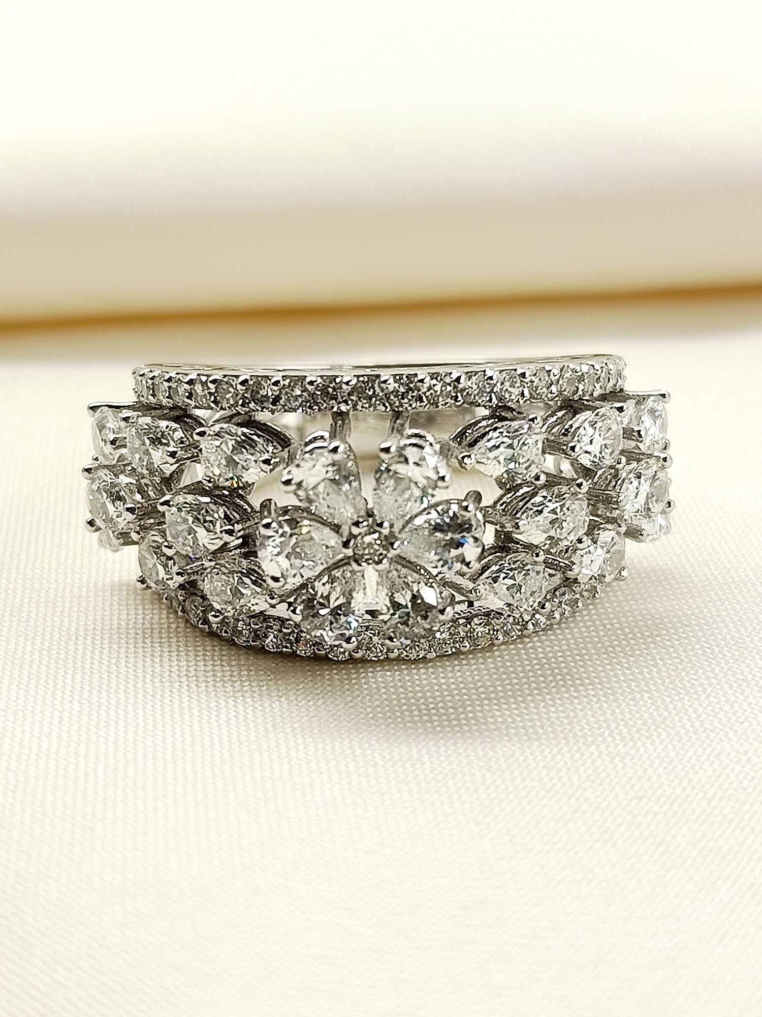 Rijul 92.5 Silver Swarovski Stone Finger Ring - qivii