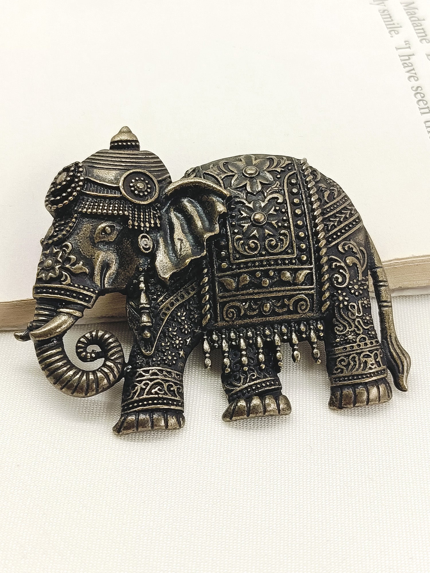 Lakshya Antique Gold Elephant Men's Brooch