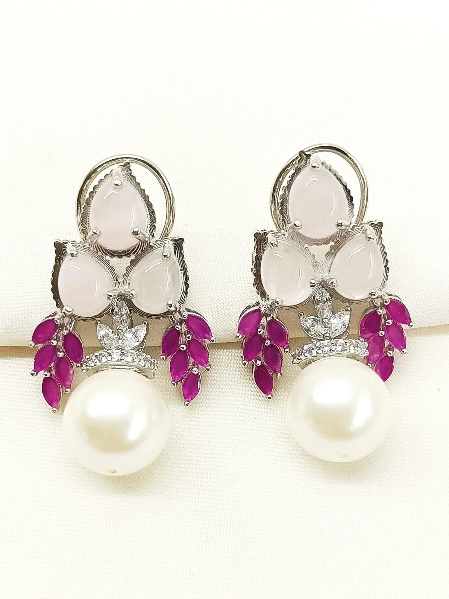 Gatrika Baby Pink 92.5 Silver Natural Stone Tops