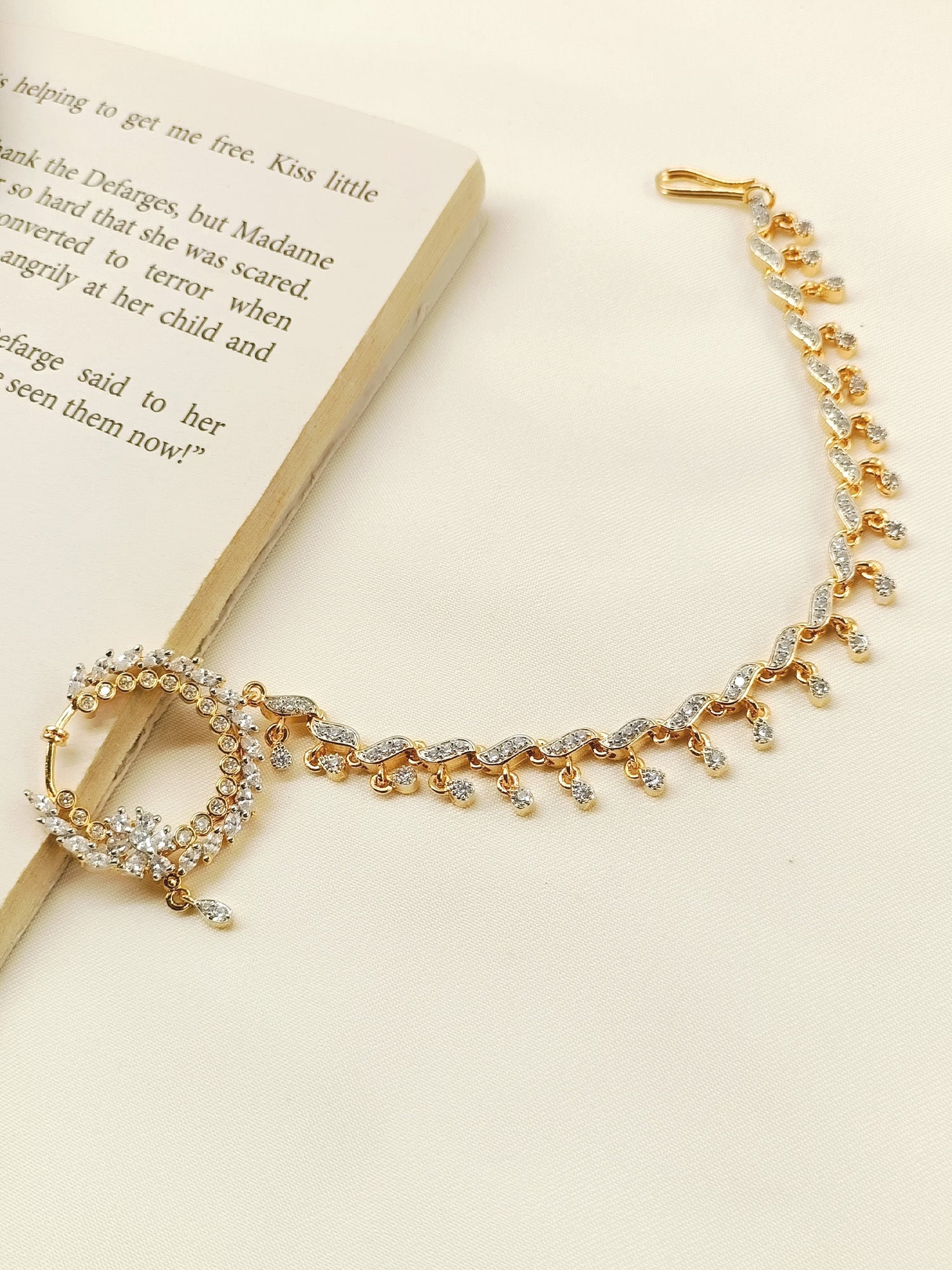 Tashi White American Diamond Nath