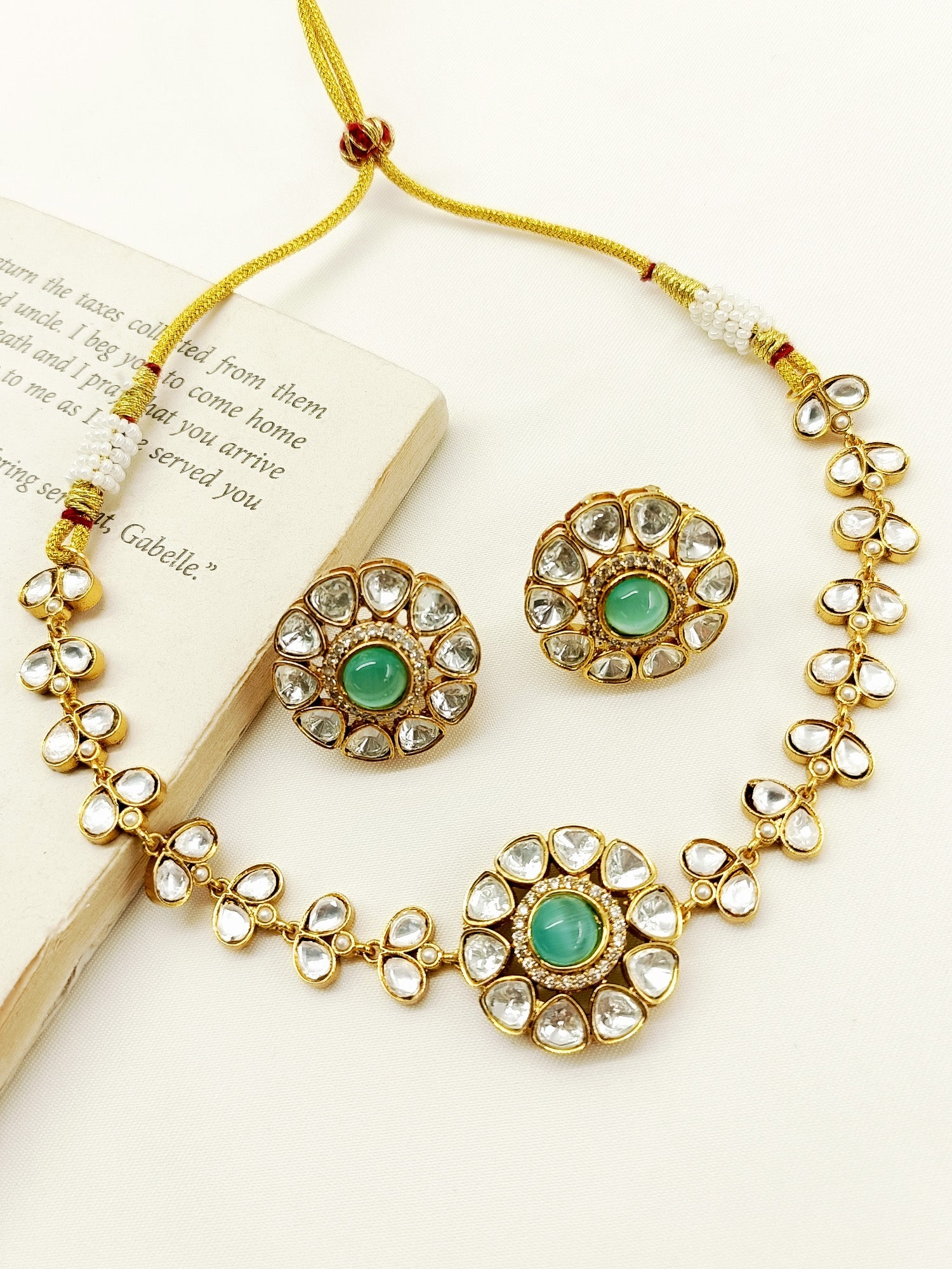 Etasha Mint Green Kundan Choker Set