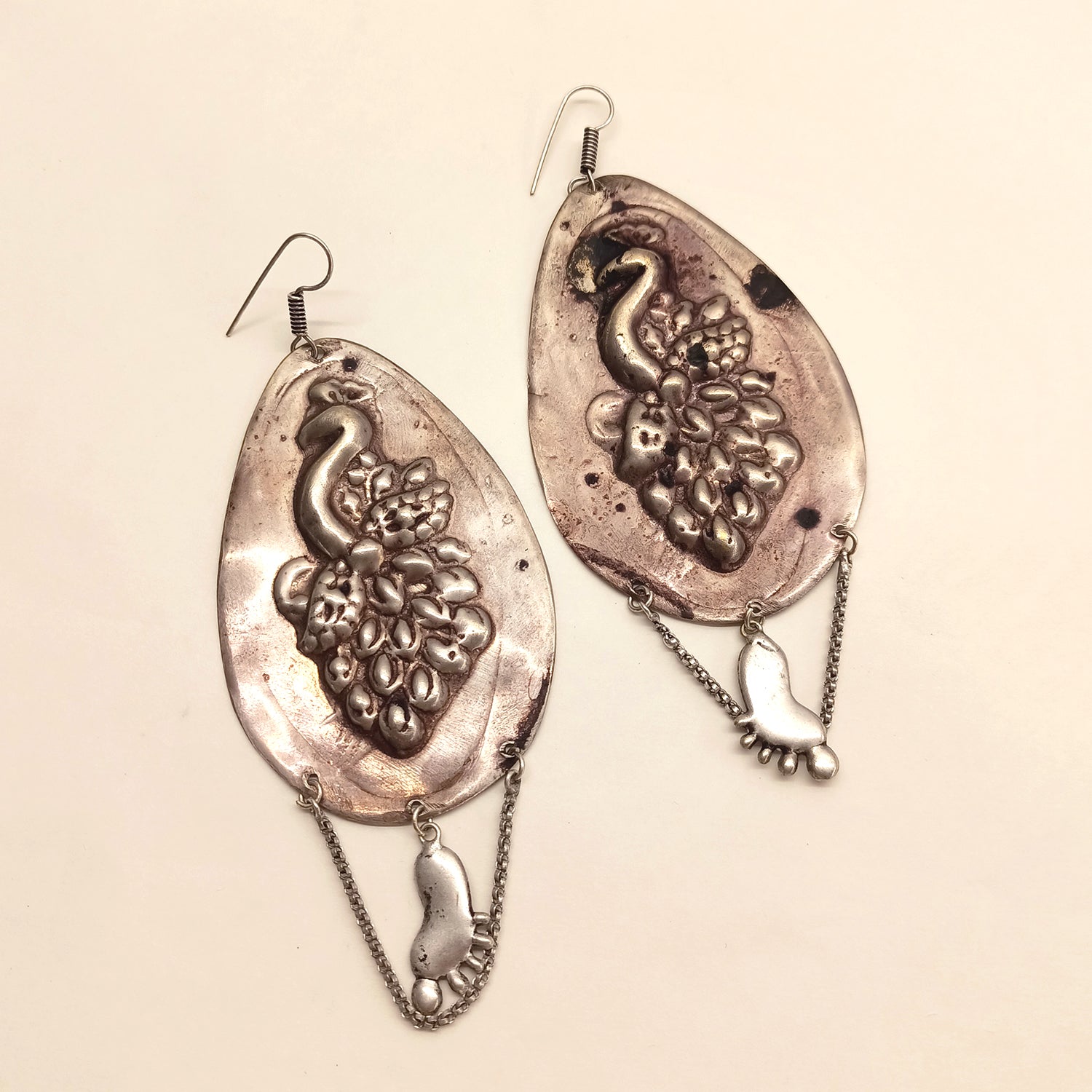 Farnaz Peacock Oxidized Earrings - qivii