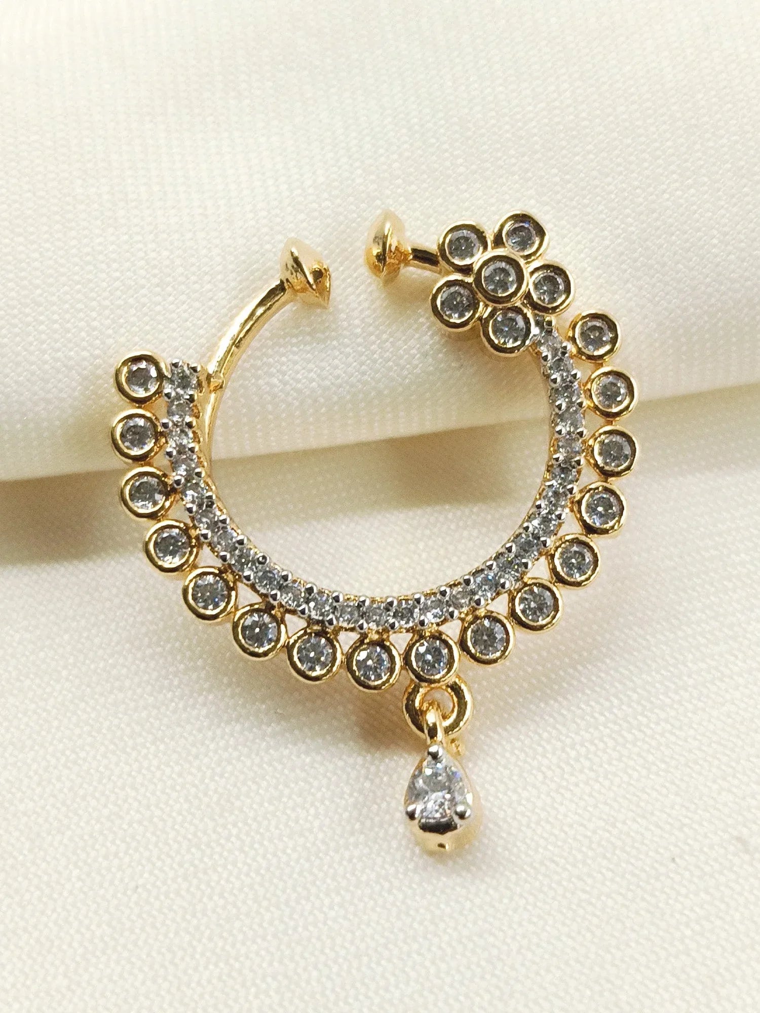 Eshita White American Diamond Nath