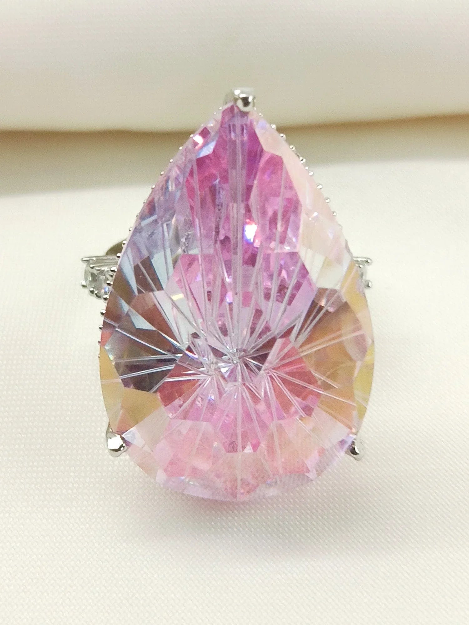 Meave Pink American Diamond Finger Ring