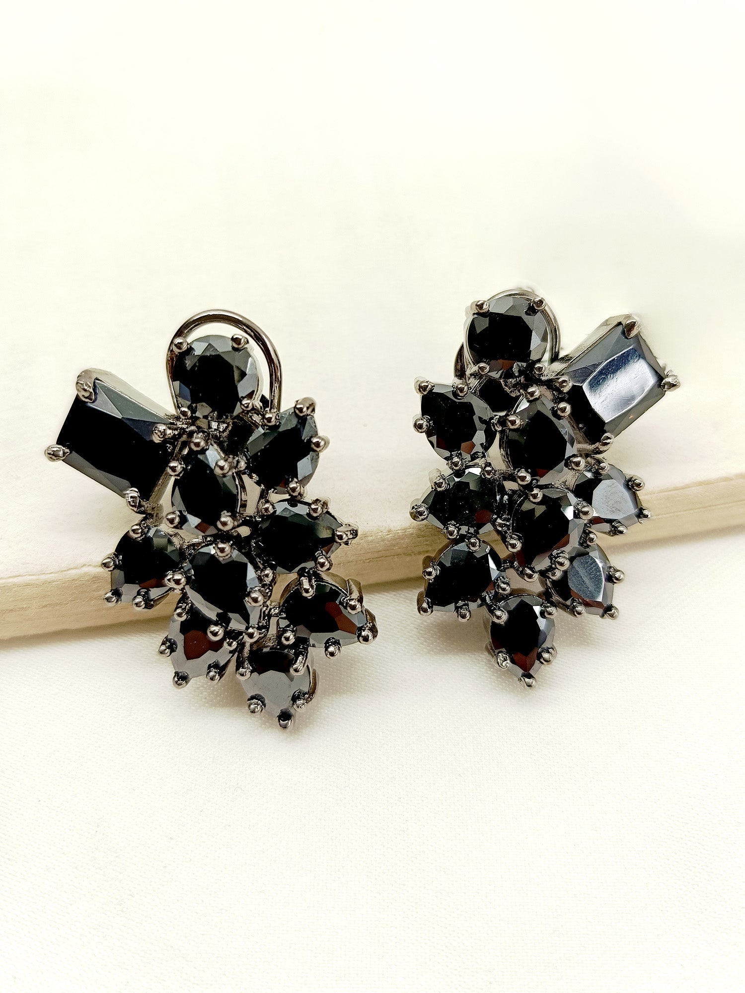 Yaminah Black Victorian Tops with lace trim and high neckline