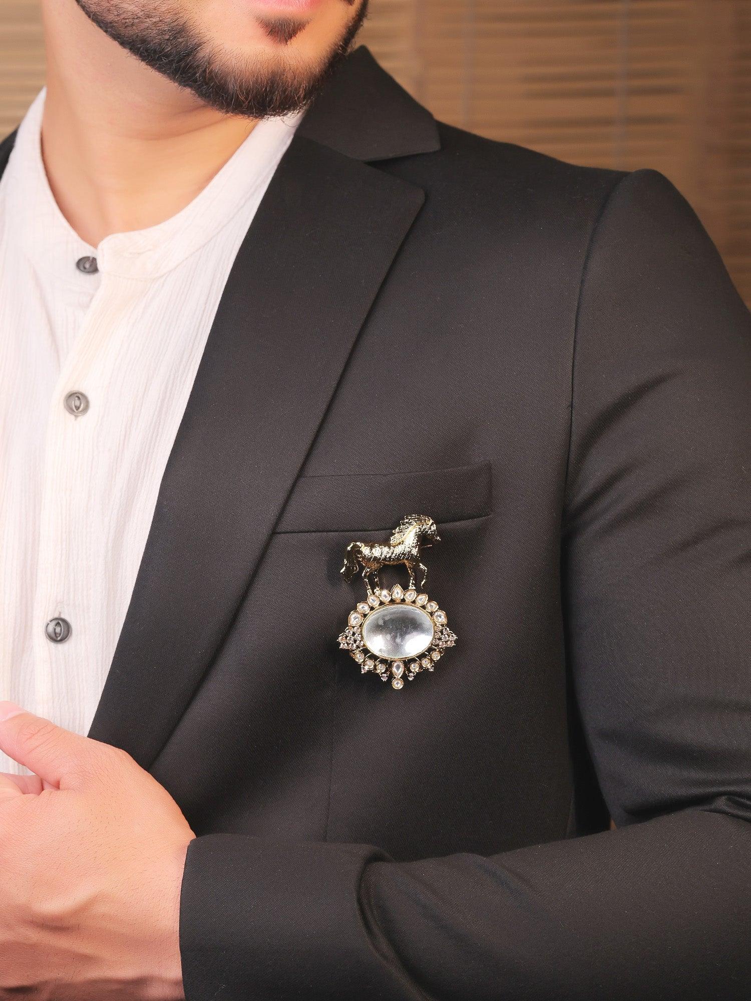Vivaan White Horse Brooch