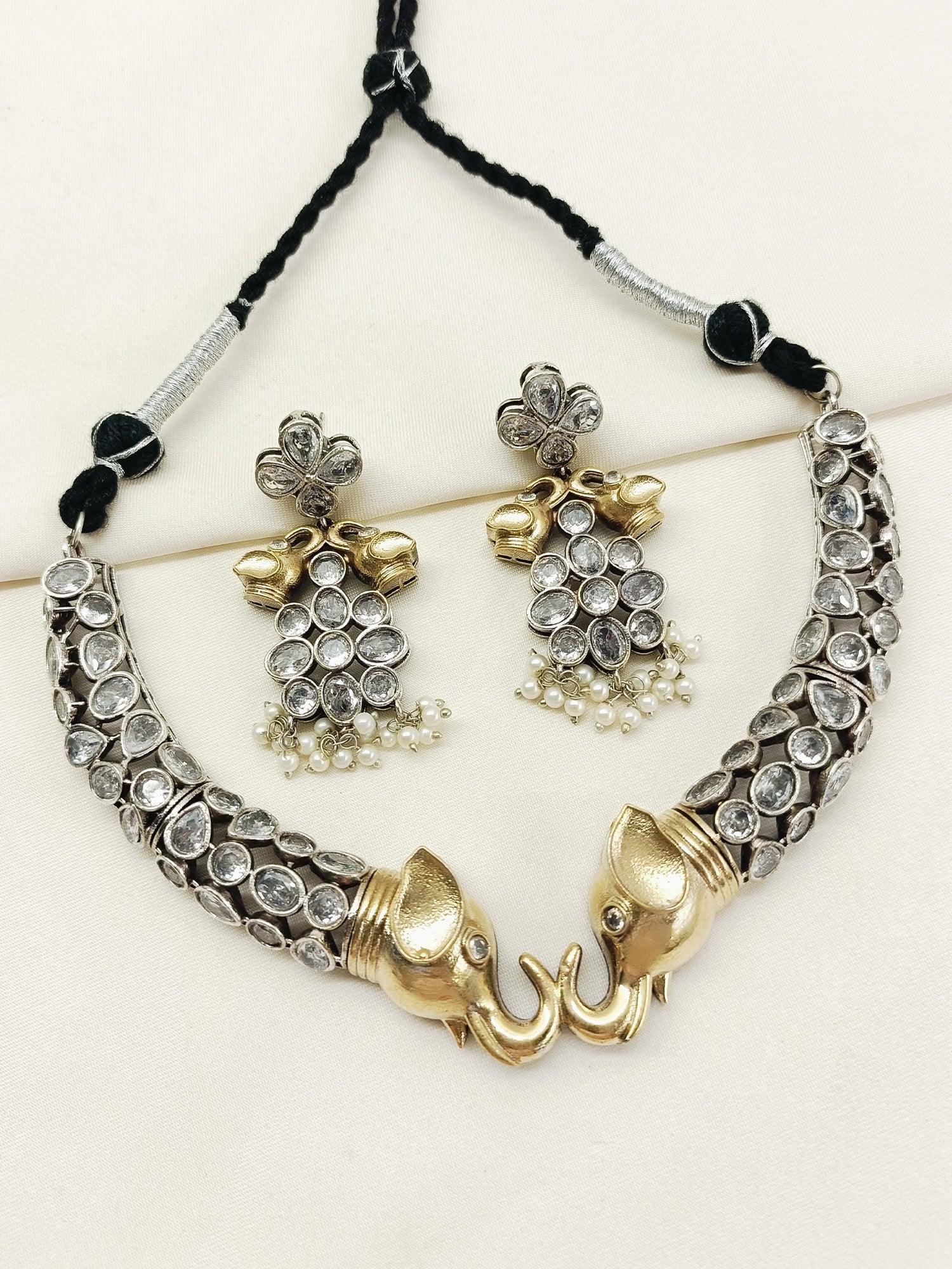 Leylani White Oxidized Choker Set