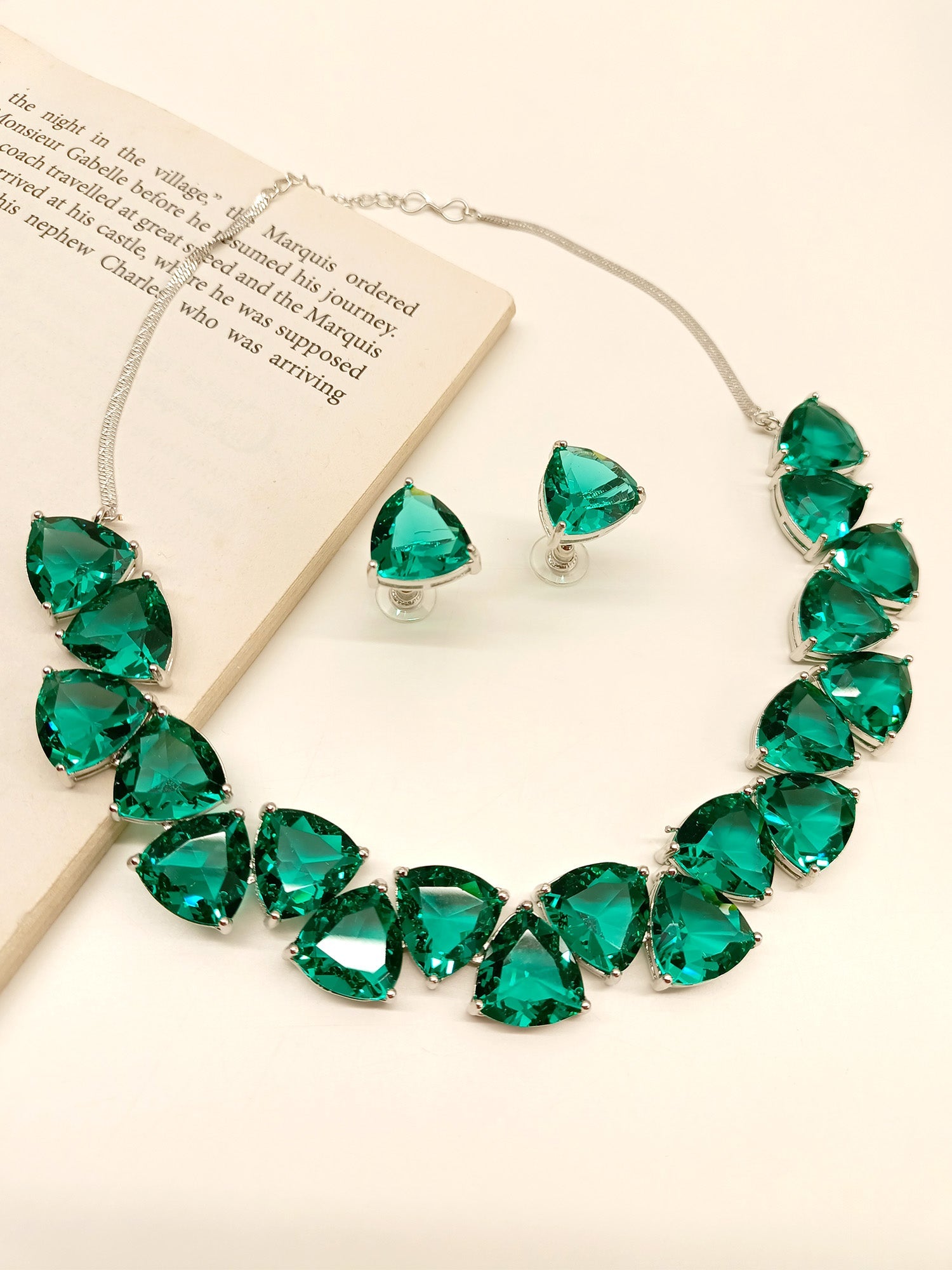 Prakriti Turquoise American Diamond Set - qivii