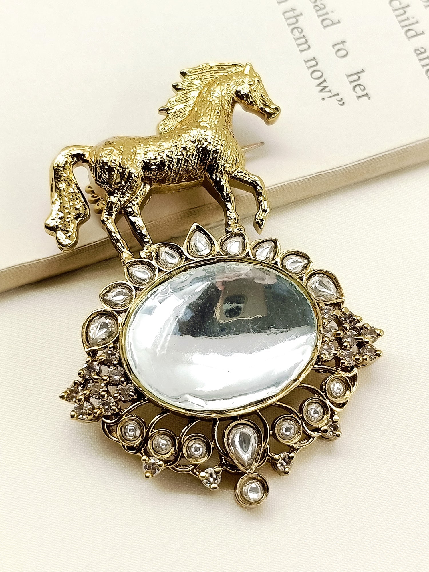 Vivaan White Horse Brooch