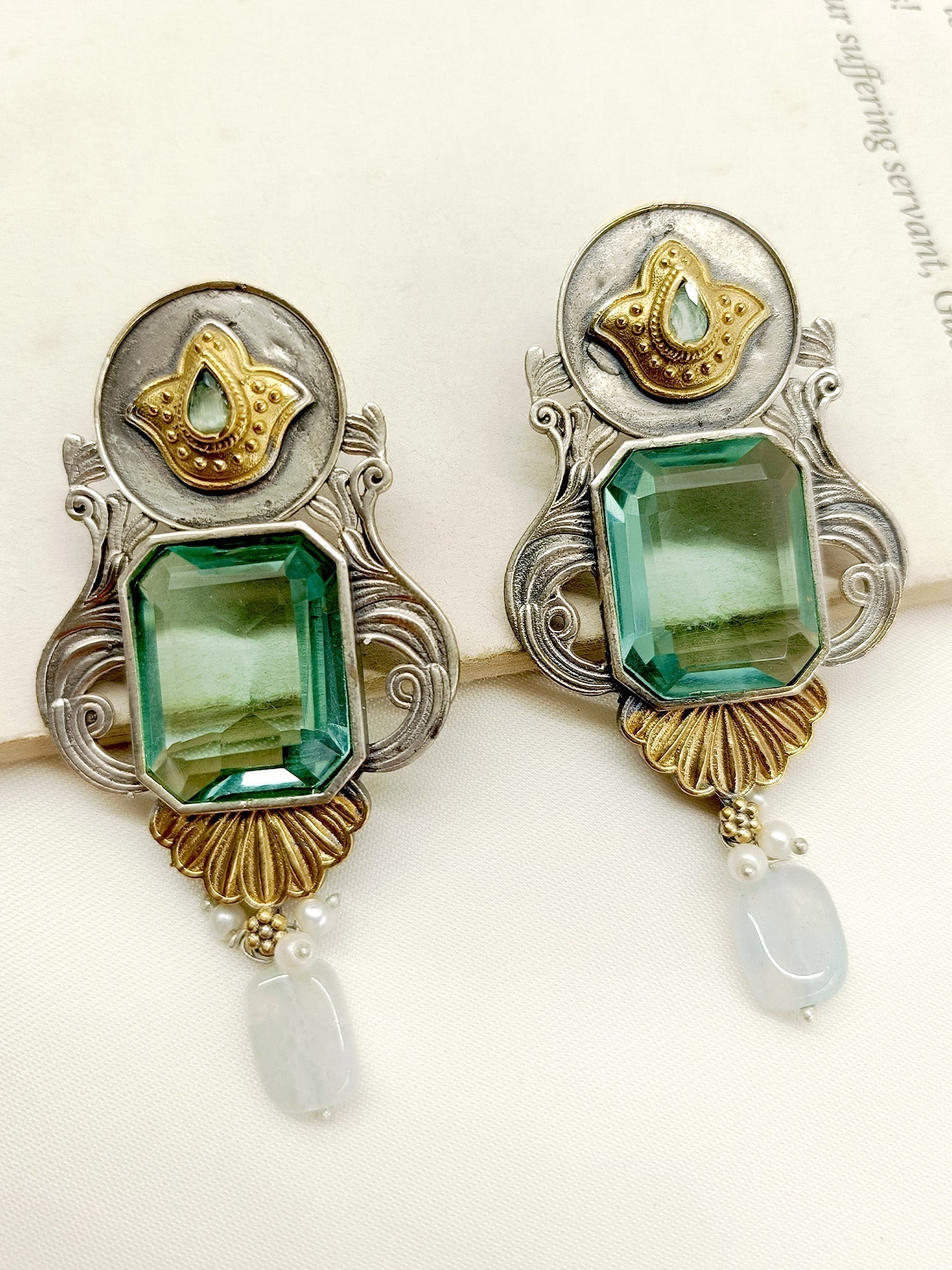 Zuena Aqua Blue Oxidized Earrings - qivii