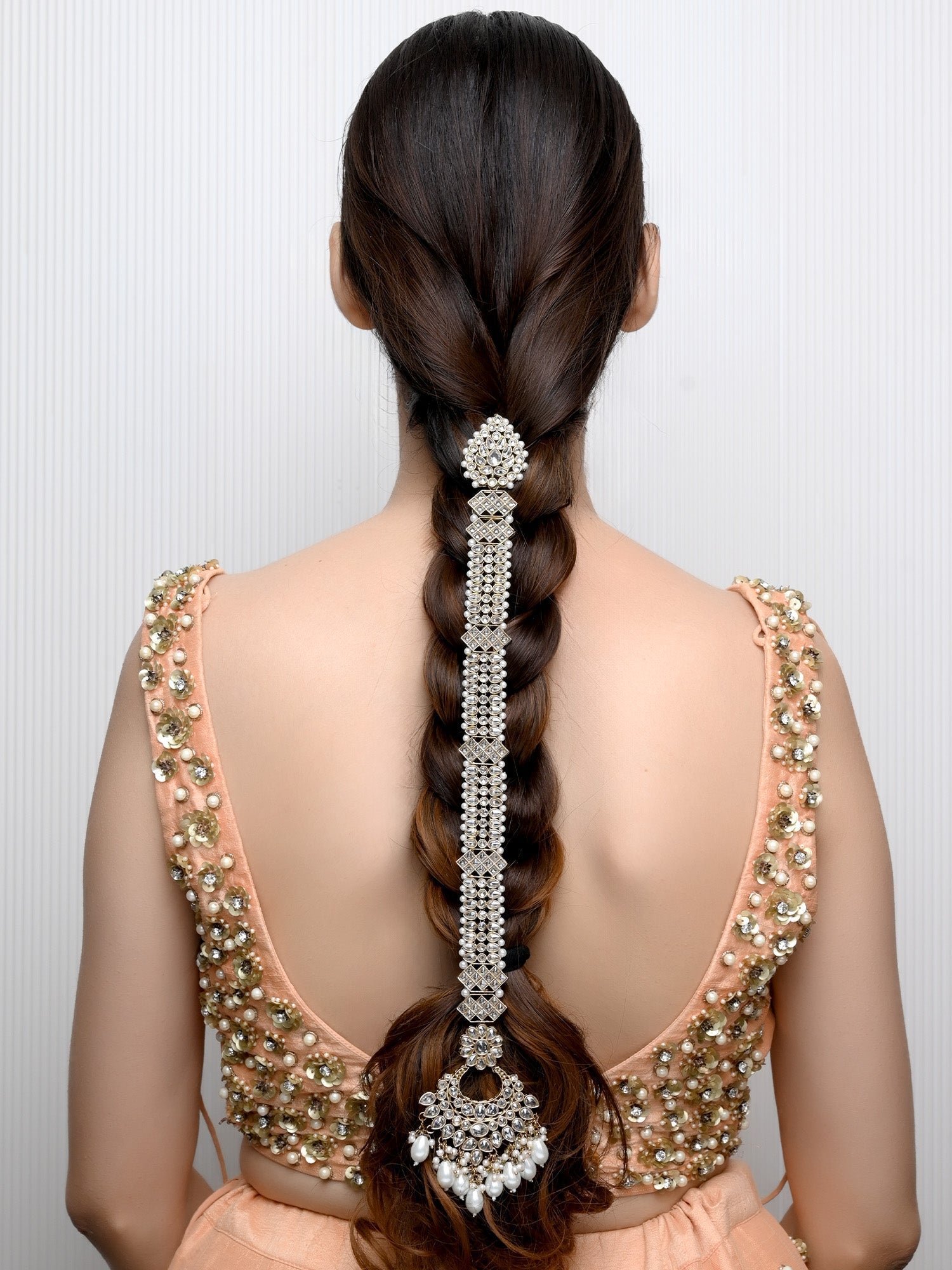 Ishika White Braid Accessories In Polki - qivii