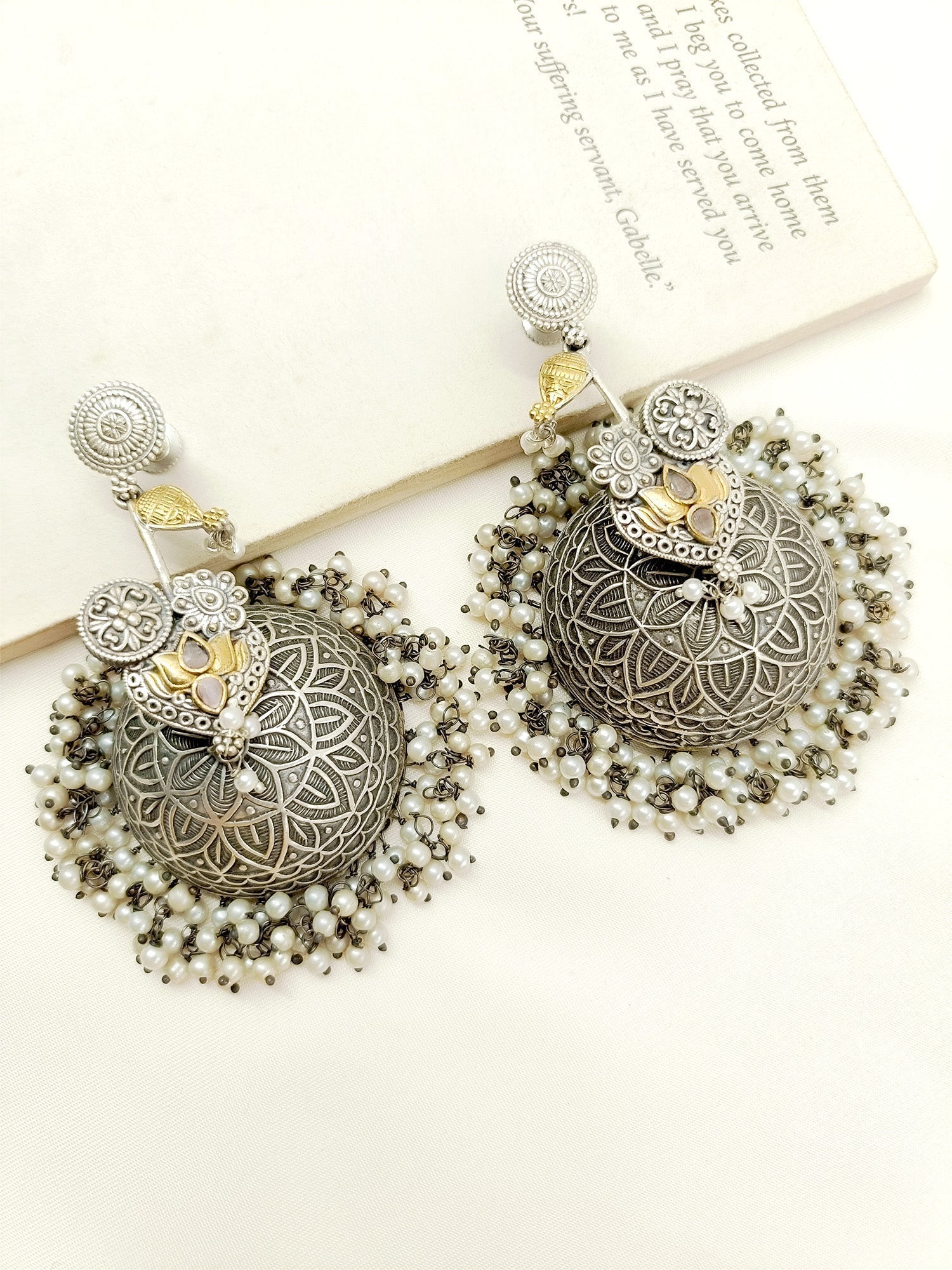 Clevira Baby Pink Oxidized Jhumki - qivii