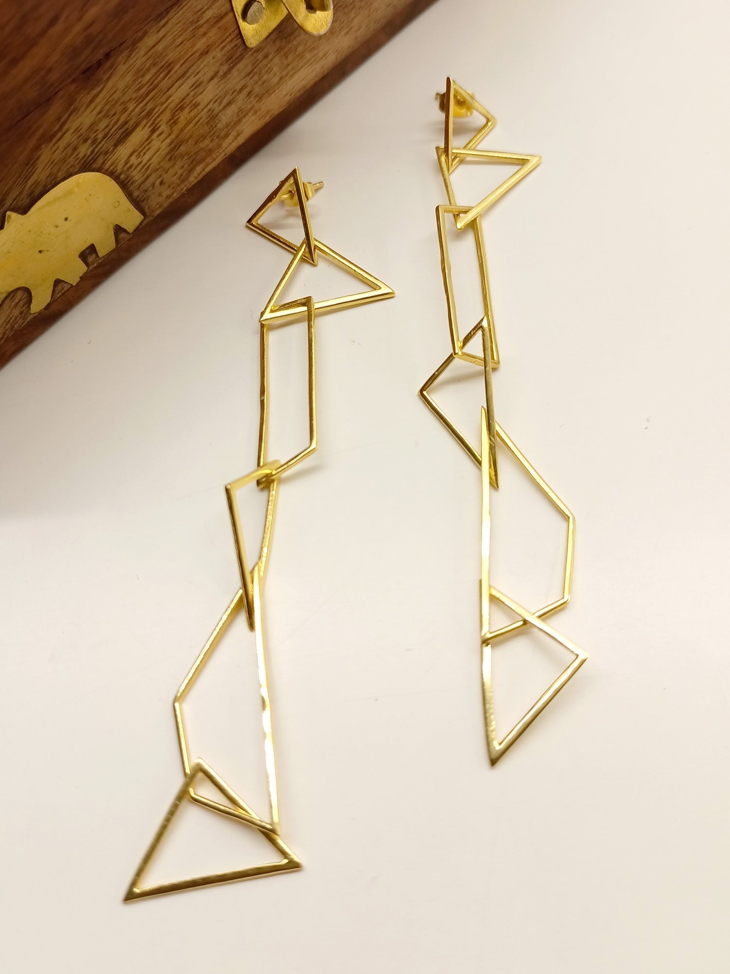 Kamli Long Golden Boutique Earrings - qivii