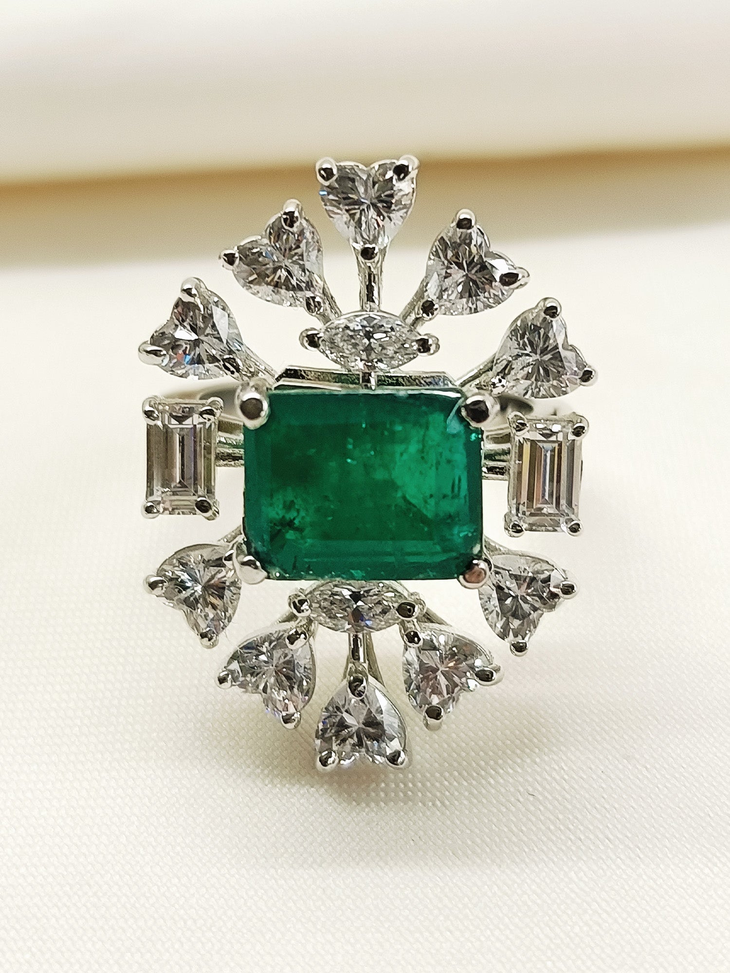 Elodie Green 92.5 Silver American Diamond Finger Ring