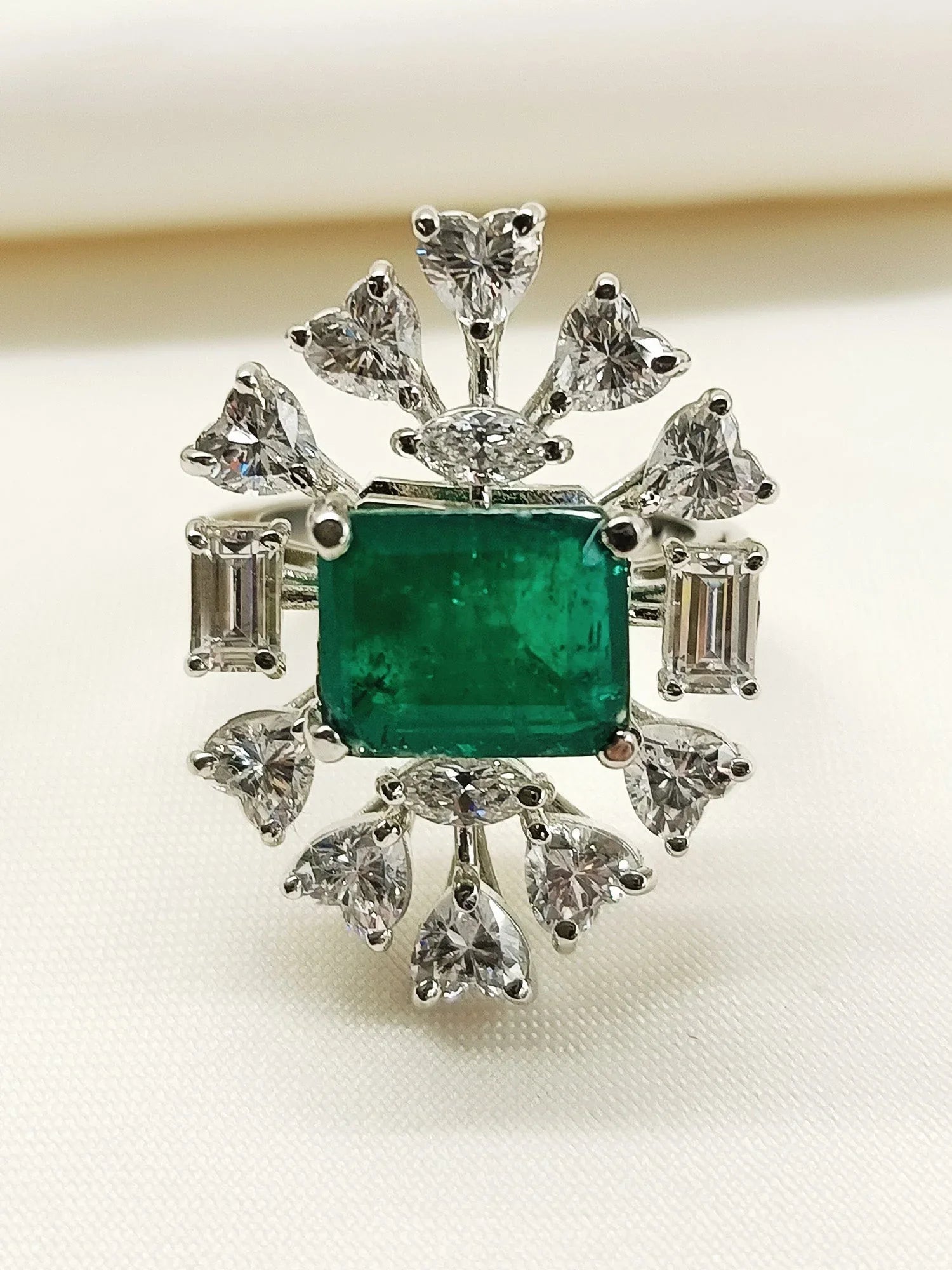 Elodie Green 92.5 Silver American Diamond Finger Ring