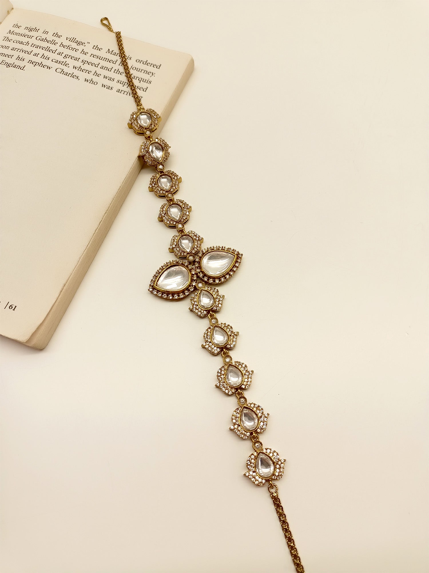 Danam White Diamond Polki Sheeshpatti