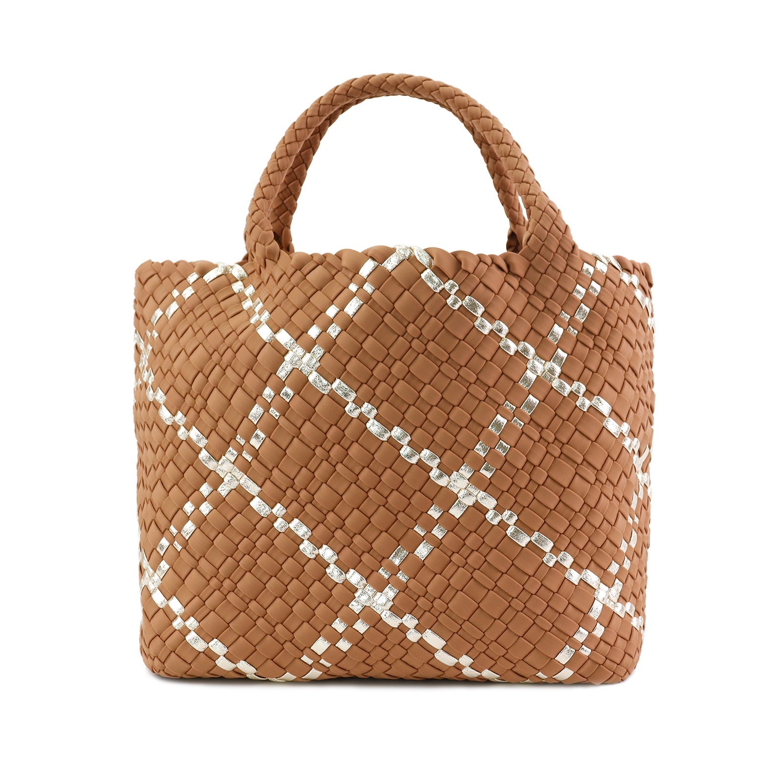 Colorblock Neoprene Woven Bag - Camel | Ounamei