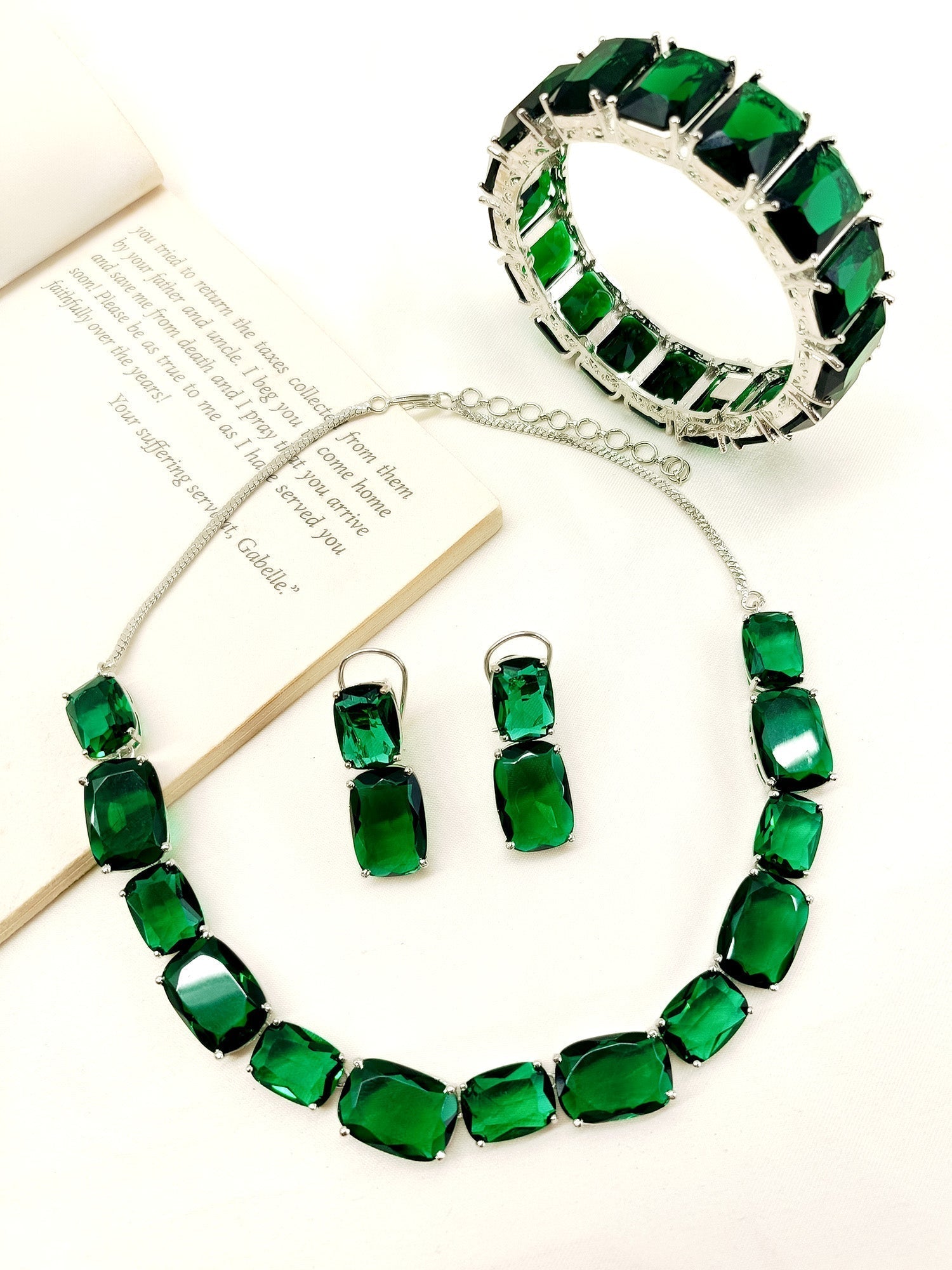 Zini Green Swarovski Stone Combo Set - qivii