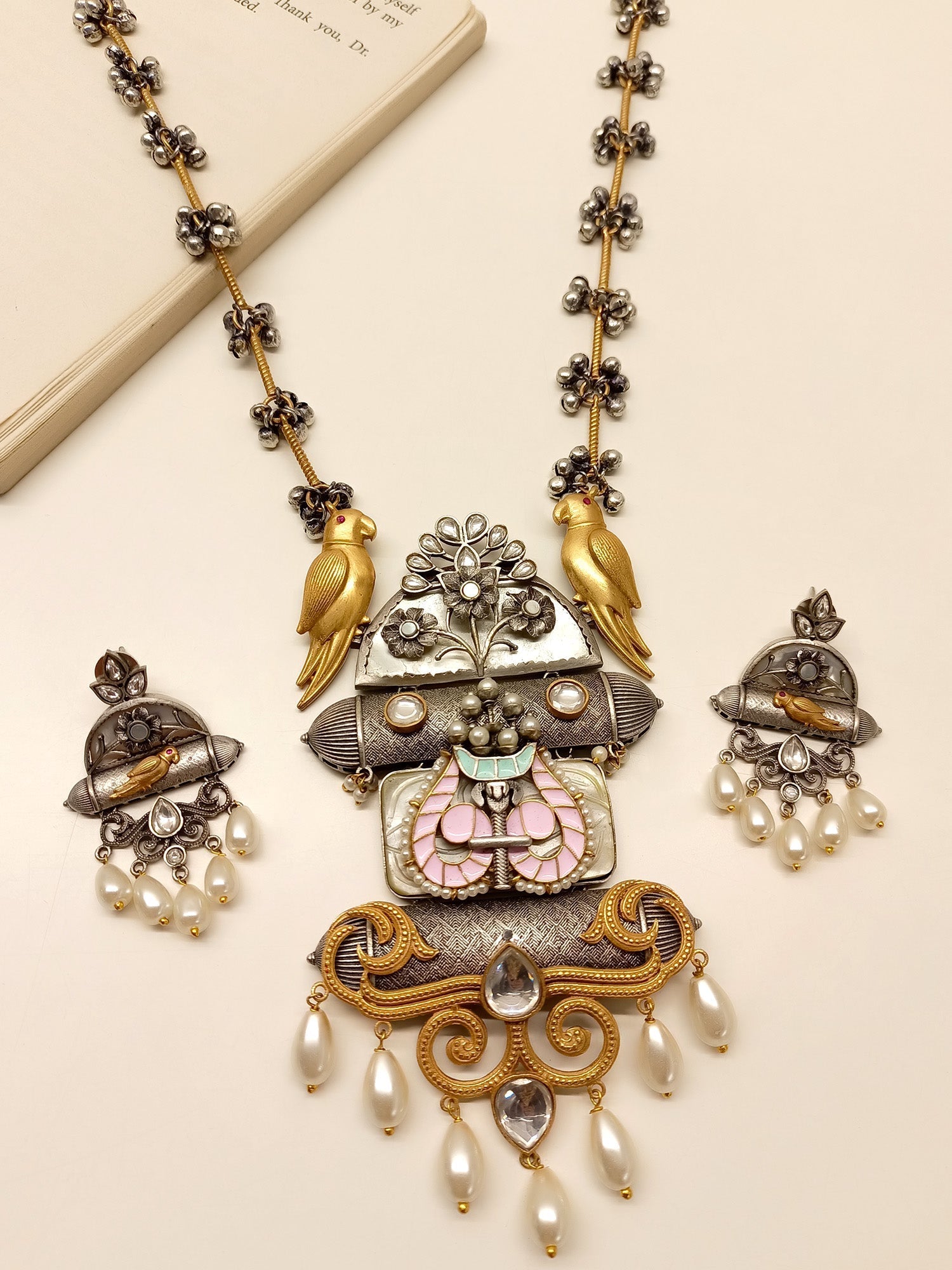 Krishna Multi Colour Oxidized Pendant Set - qivii