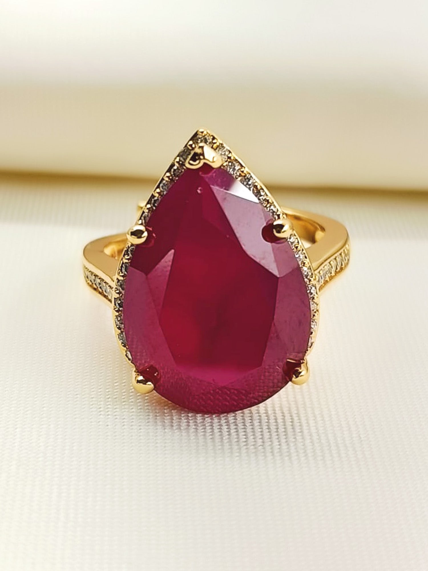 Shravani Ruby American Diamond Finger Ring