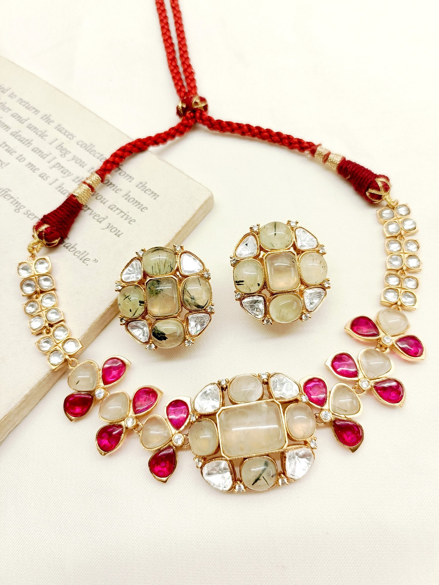 Beautiful Shubhangi Multi Colour Kundan Choker Set with intricate detailing